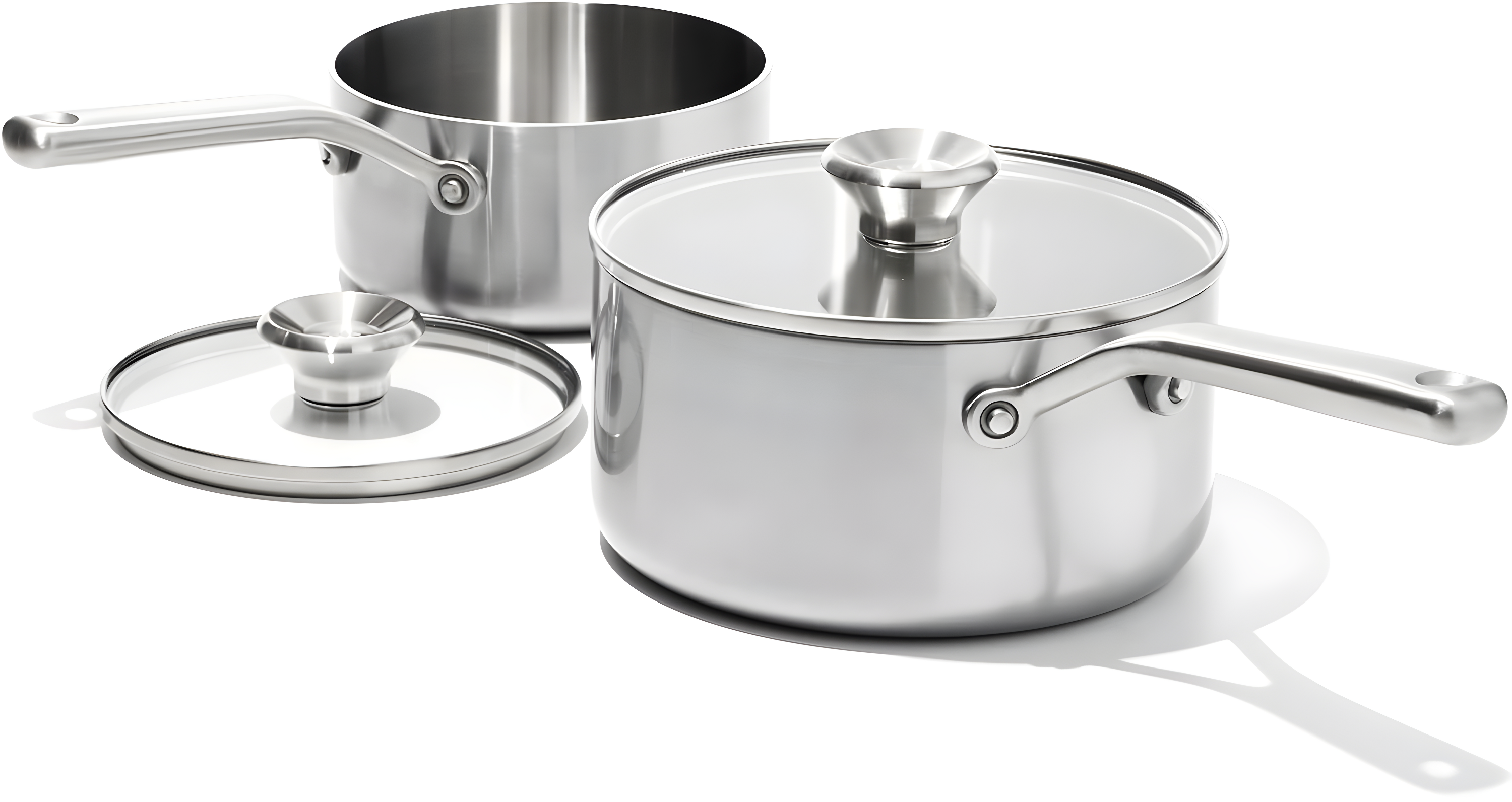 OXO Mira 3-Ply Stainless Steel Saucepan Set, 1.6 Qt And 3.25 Qt