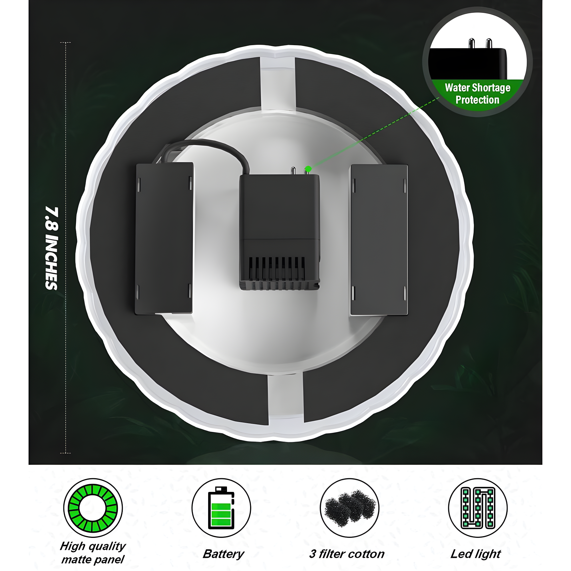 Solar Fountain Matte Panel with 4000 mAH Battery, 4W Bird Bath Fountains Solar Power with 8 Nozzles, Floating Solar Fountain Pump for Bird Bath, Garden, Pond, Outdoor (Color Change)