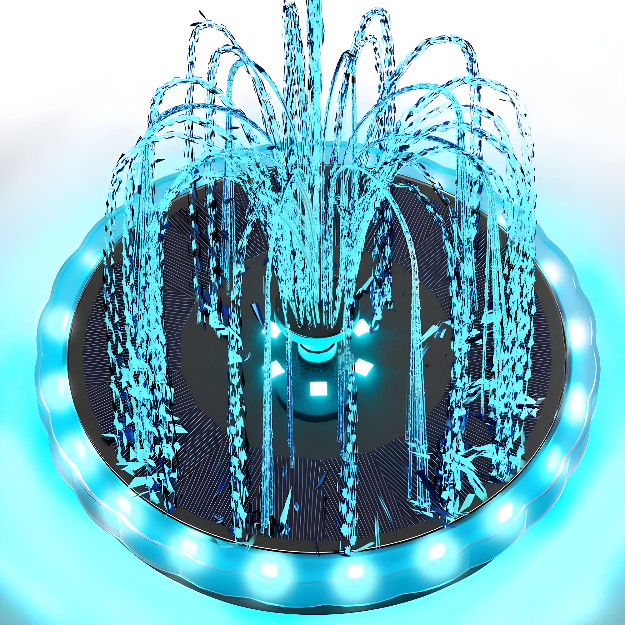 Solar Fountain Matte Panel with 4000 mAH Battery, 4W Bird Bath Fountains Solar Power with 8 Nozzles, Floating Solar Fountain Pump for Bird Bath, Garden, Pond, Outdoor (Color Change)