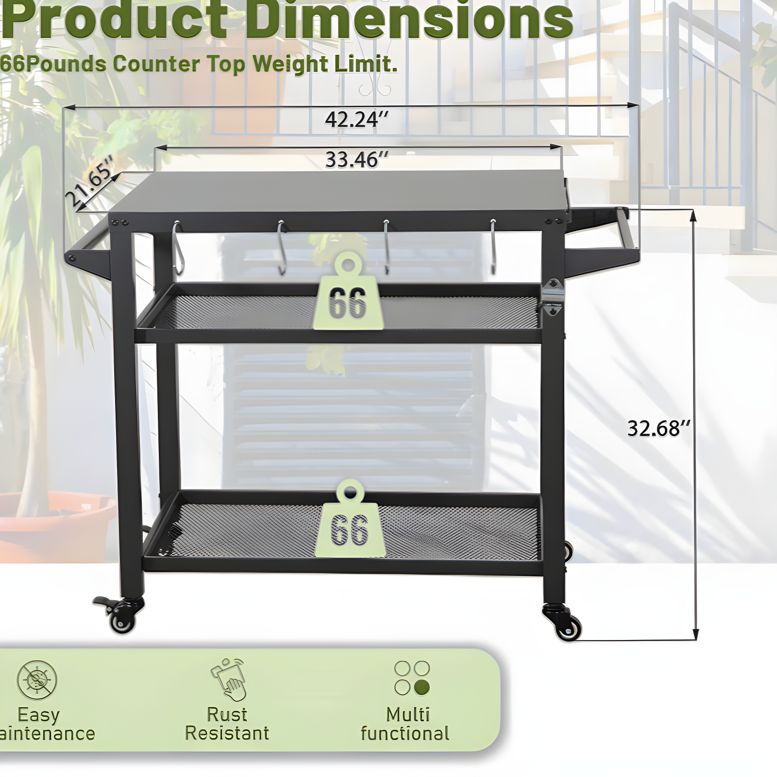 GZMWON 3-Shelf Outdoor Grill Table, Grill Cart Outdoor With Wheels, Pizza Oven Table And Food Prep Table, Blackstone Table Grill Stand  Blackstone Griddle  Outside BBQ