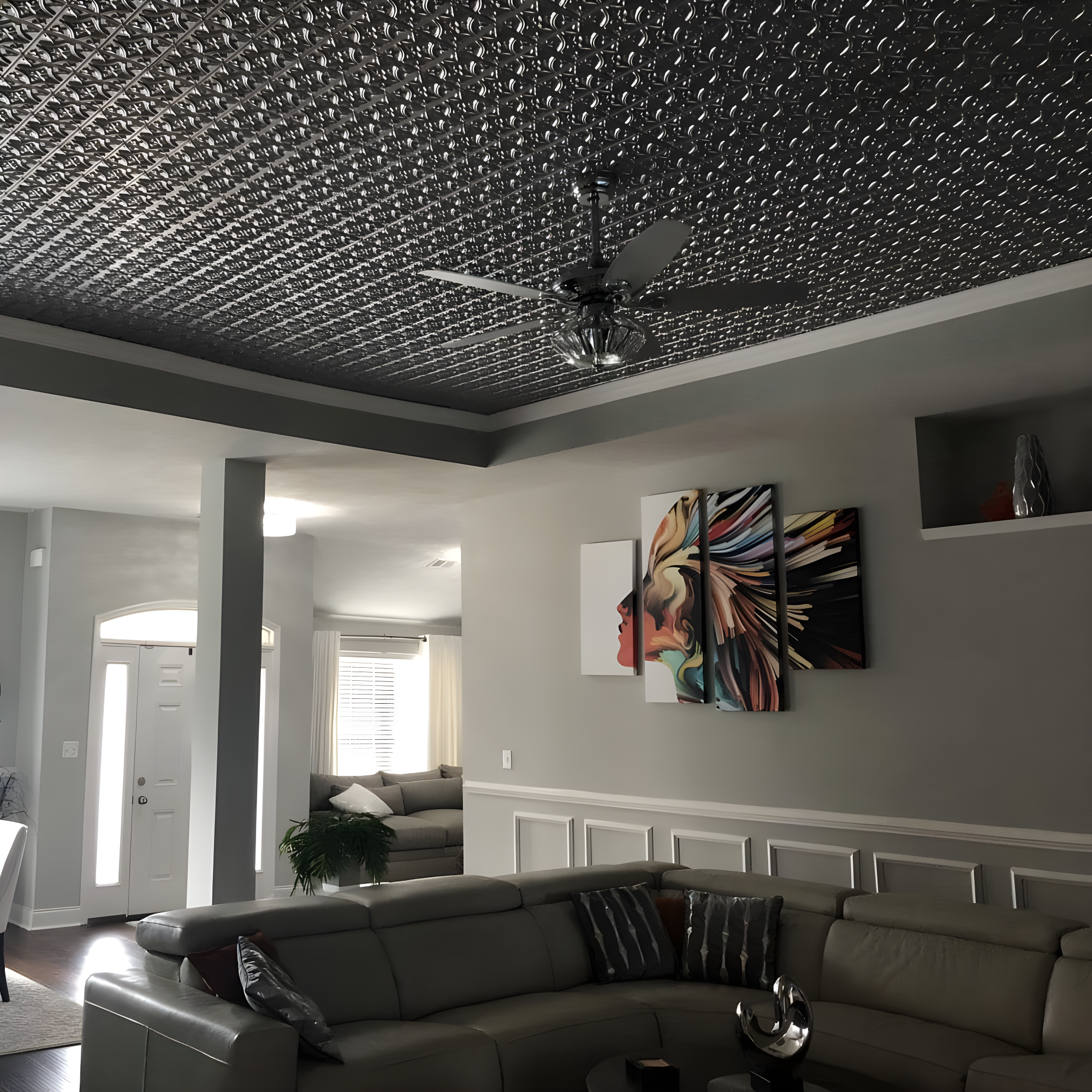 FromPlainToBeautifulInHours Gothic Reims 2 Ft. X 2 Ft. Drop-In Or Glue-Up PVC Ceiling Tile (Set of 10)