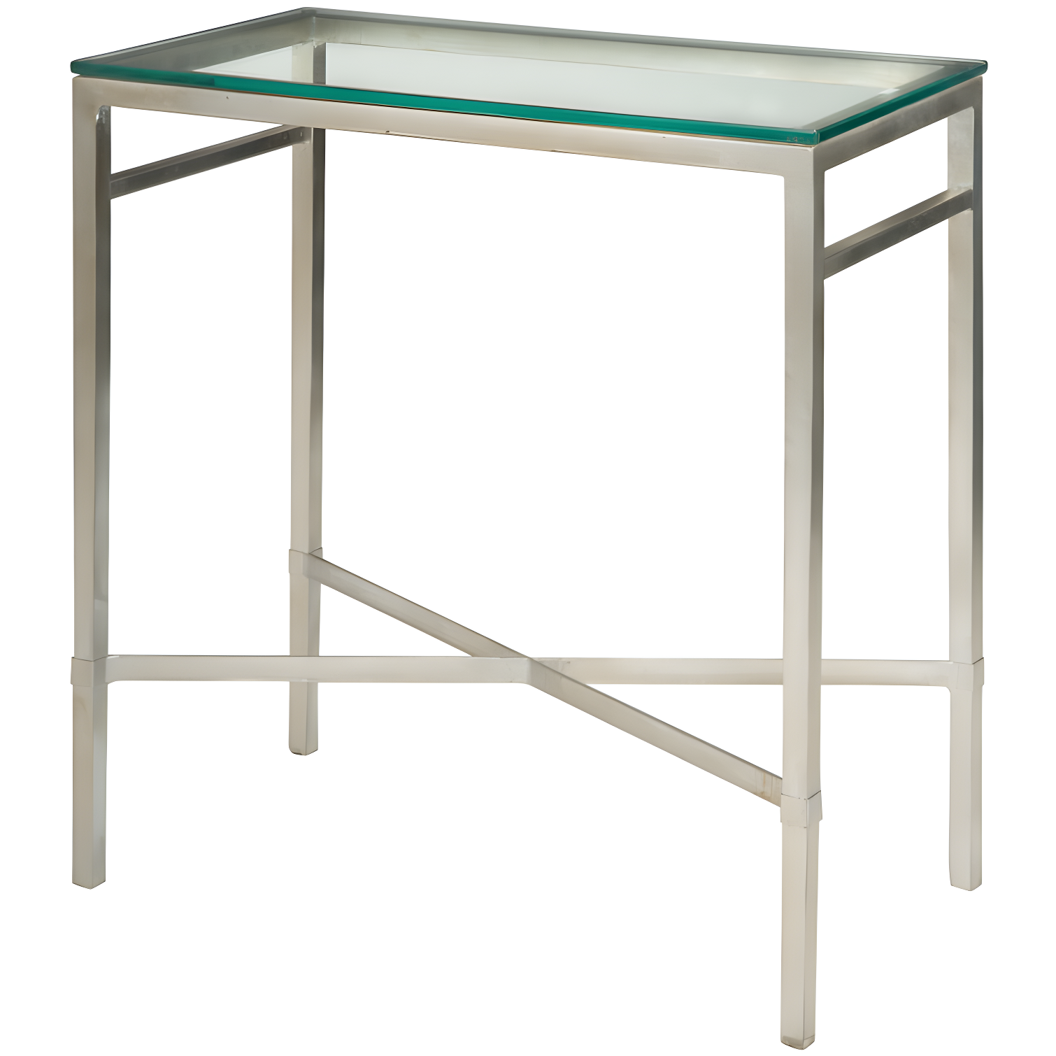 Viggo Antique Silver Glass Side Table - AMH8300B - Silver/Glass - Safavieh Couture