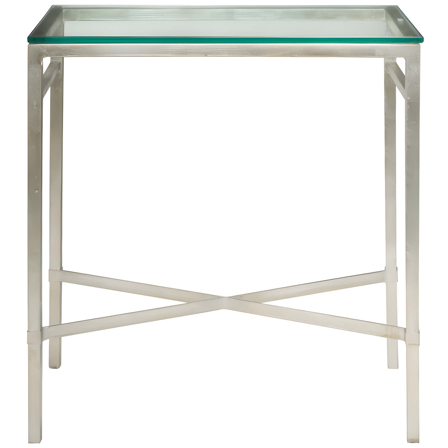 Viggo Antique Silver Glass Side Table - AMH8300B - Silver/Glass - Safavieh Couture