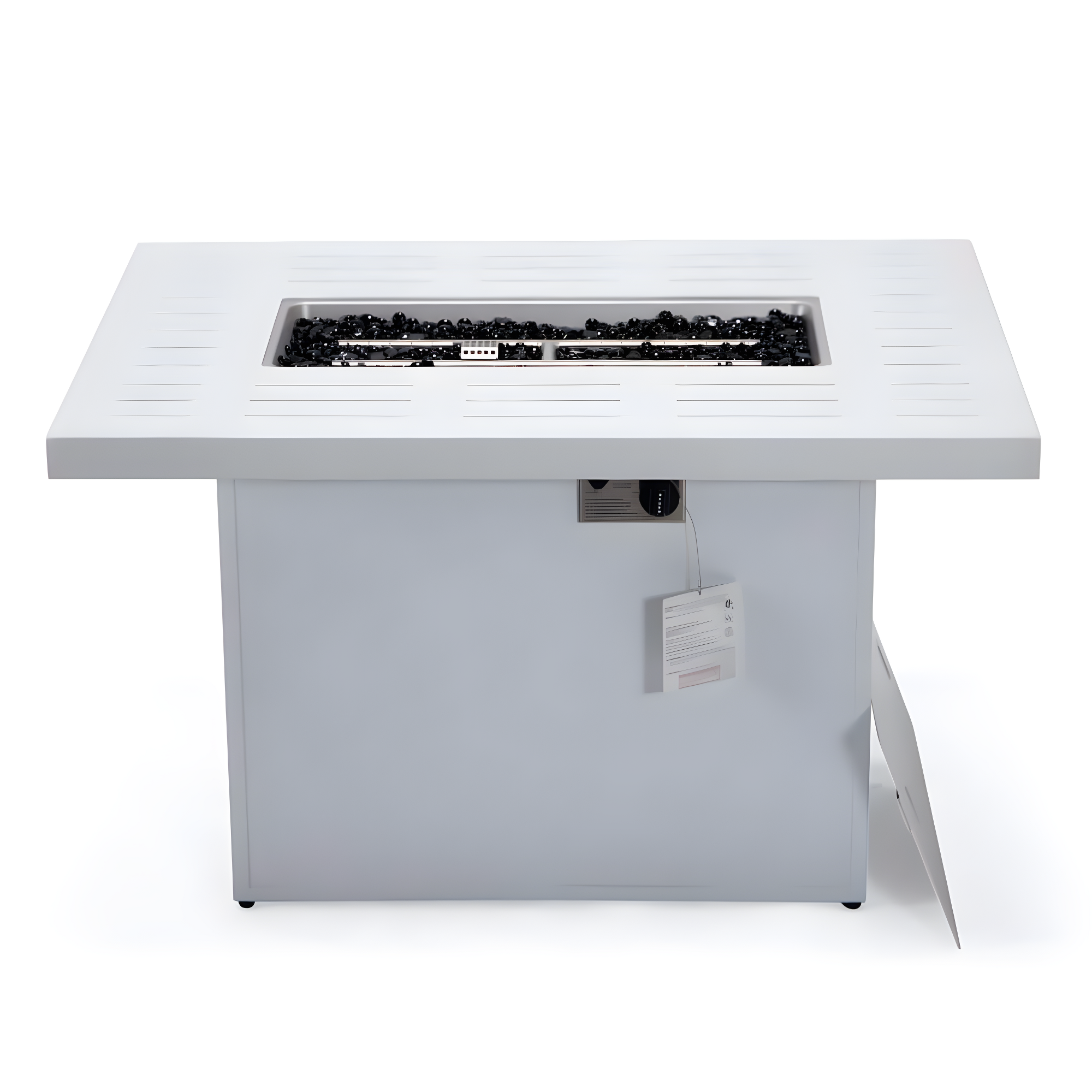 LeisureMod Chelsea Patio Modern Aluminum Propane Fire Pit Table in White