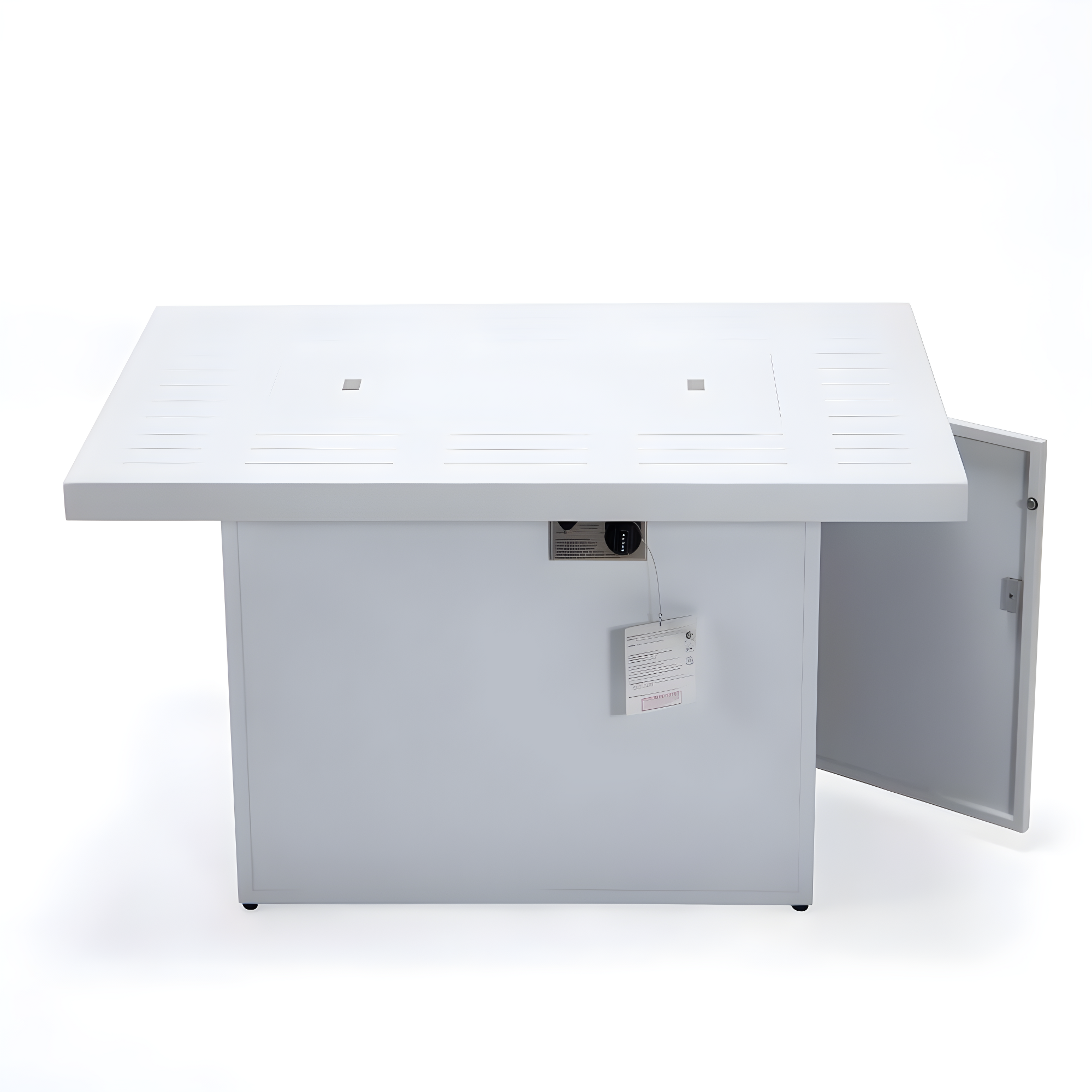 LeisureMod Chelsea Patio Modern Aluminum Propane Fire Pit Table in White