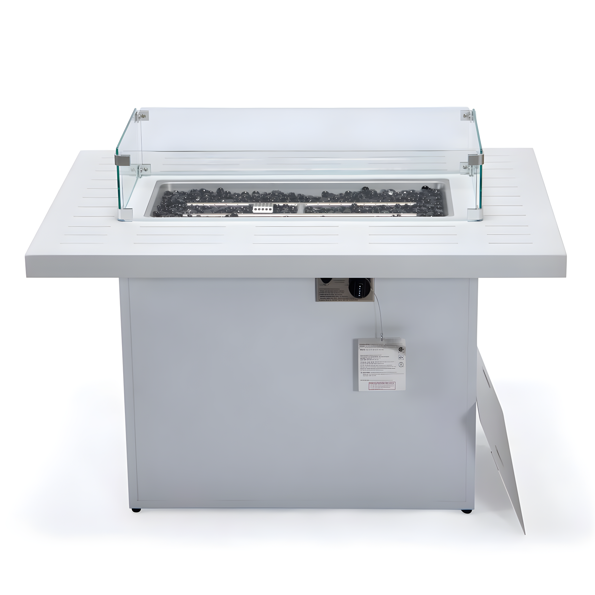 LeisureMod Chelsea Patio Modern Aluminum Propane Fire Pit Table in White