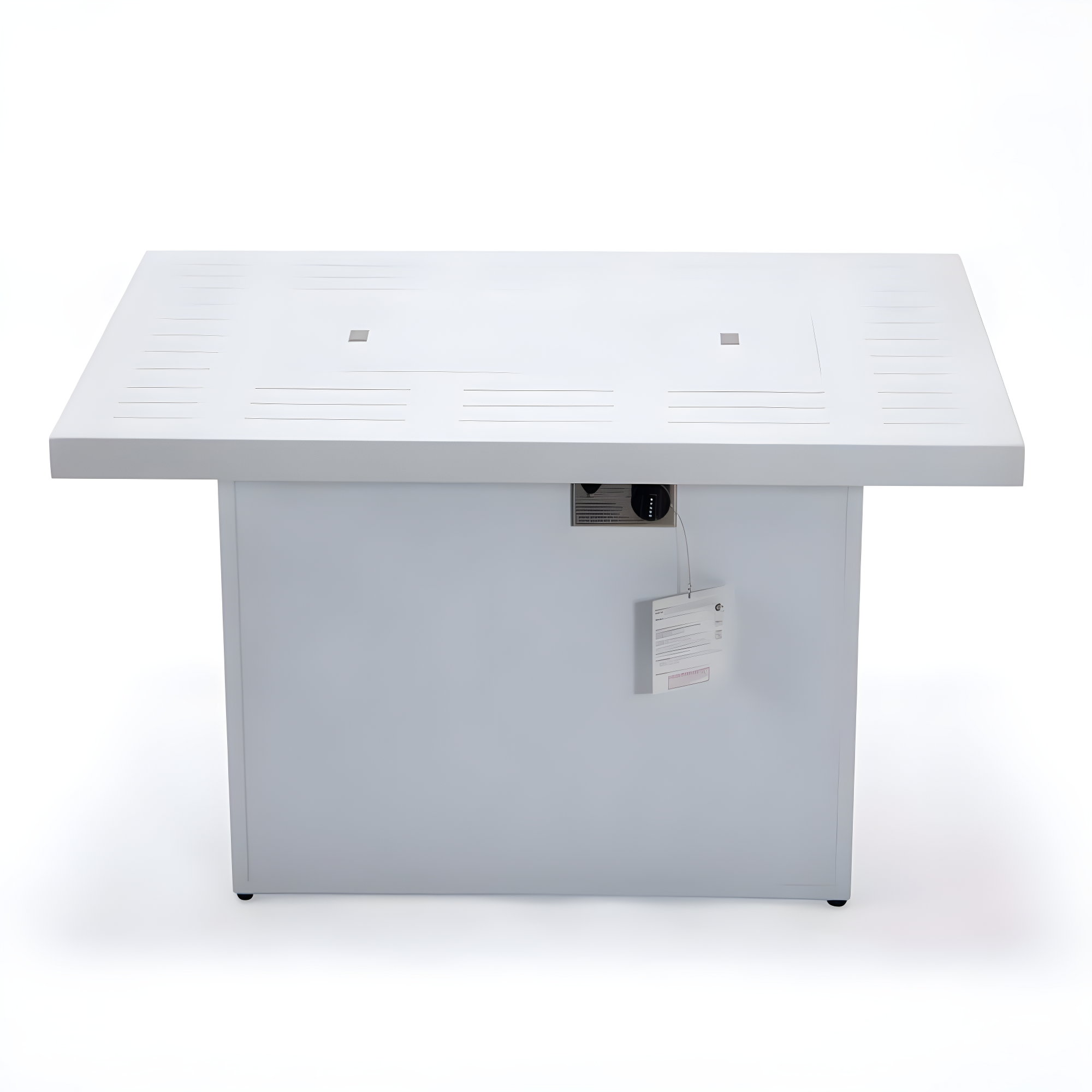LeisureMod Chelsea Patio Modern Aluminum Propane Fire Pit Table in White