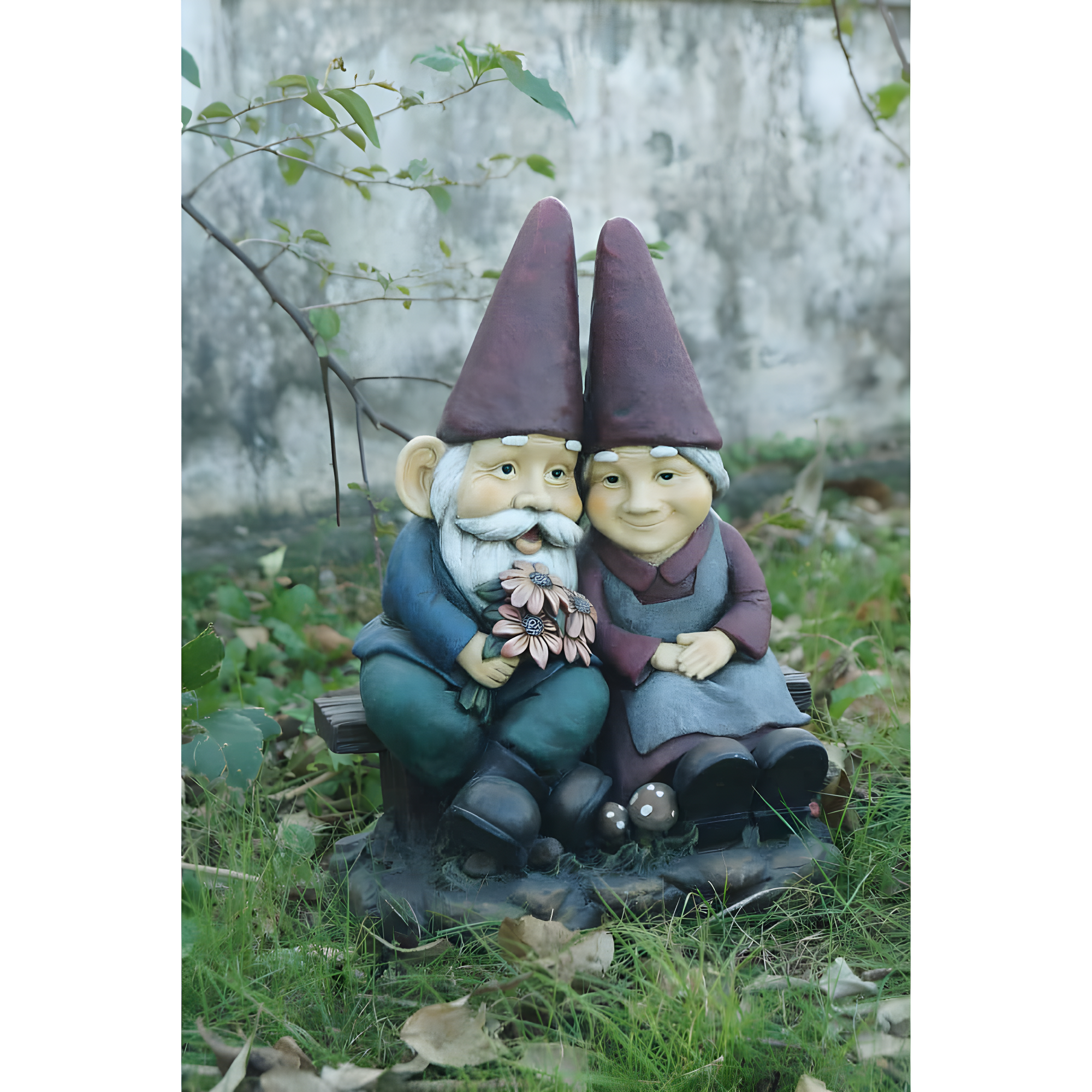 Hi-Line Gift Ltd. Gnome Old Couple On Bench Statue