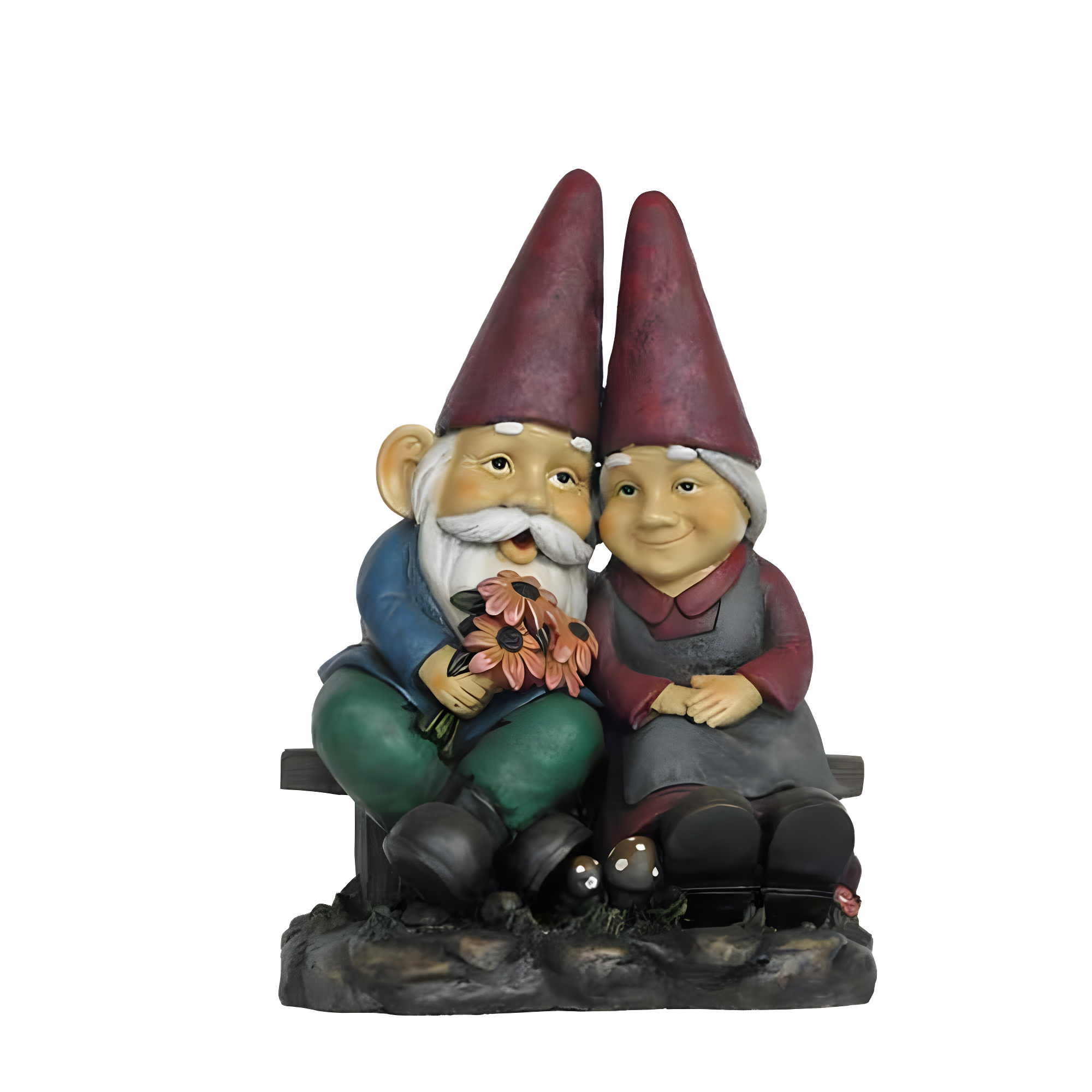 Hi-Line Gift Ltd. Gnome Old Couple On Bench Statue