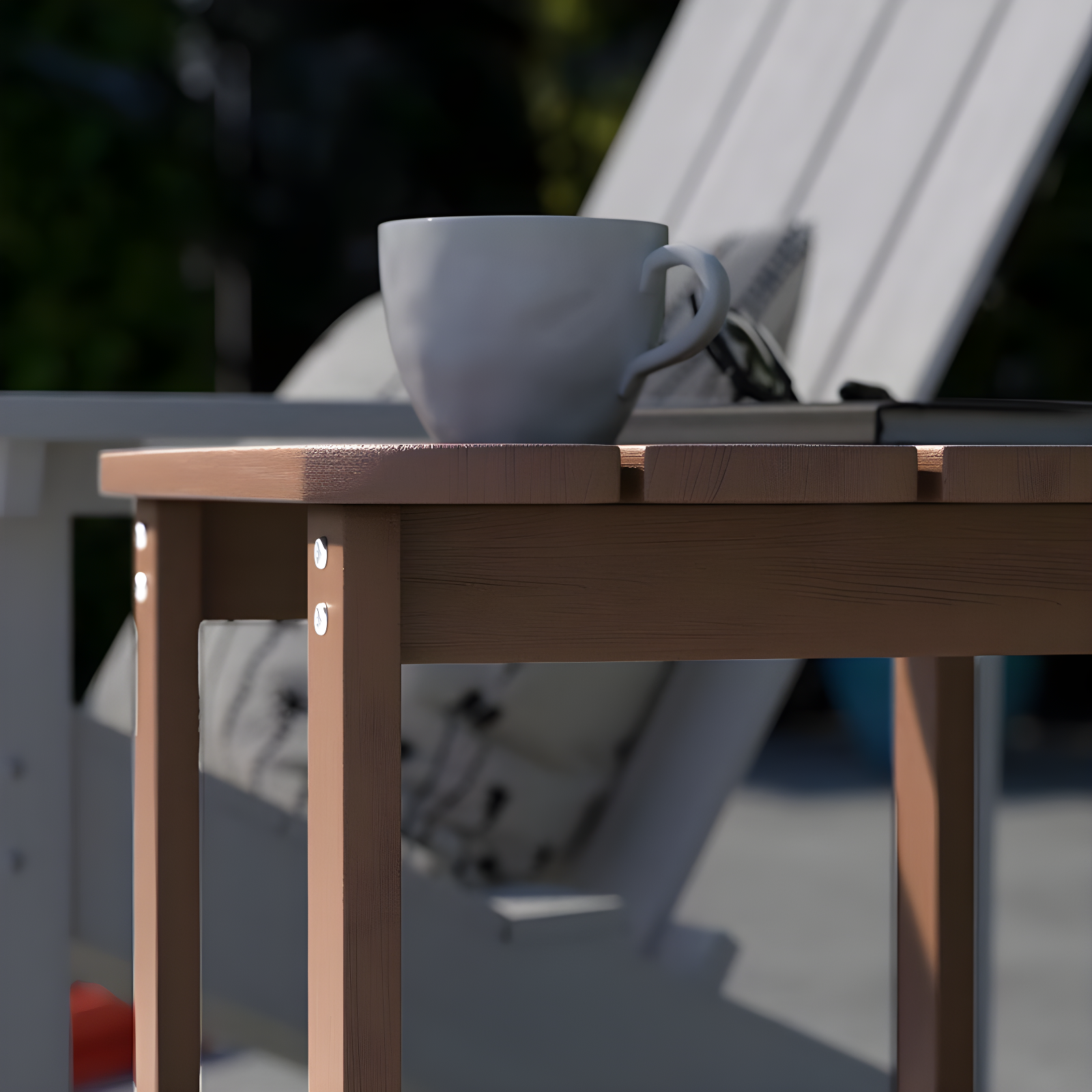 Flash Furniture Charlestown All-Weather Poly Resin Wood Adirondack Side Table in Natural Cedar
