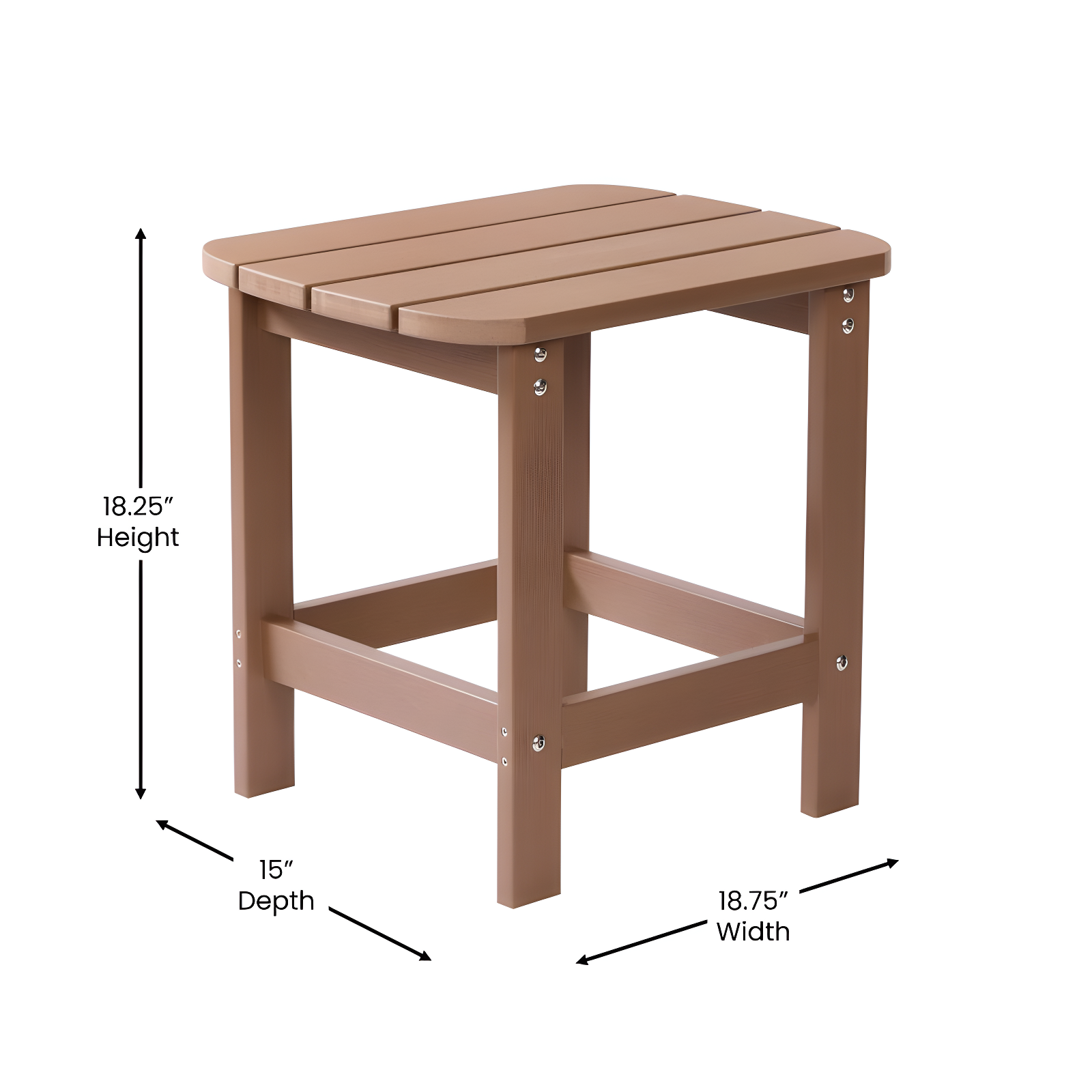 Flash Furniture Charlestown All-Weather Poly Resin Wood Adirondack Side Table in Natural Cedar