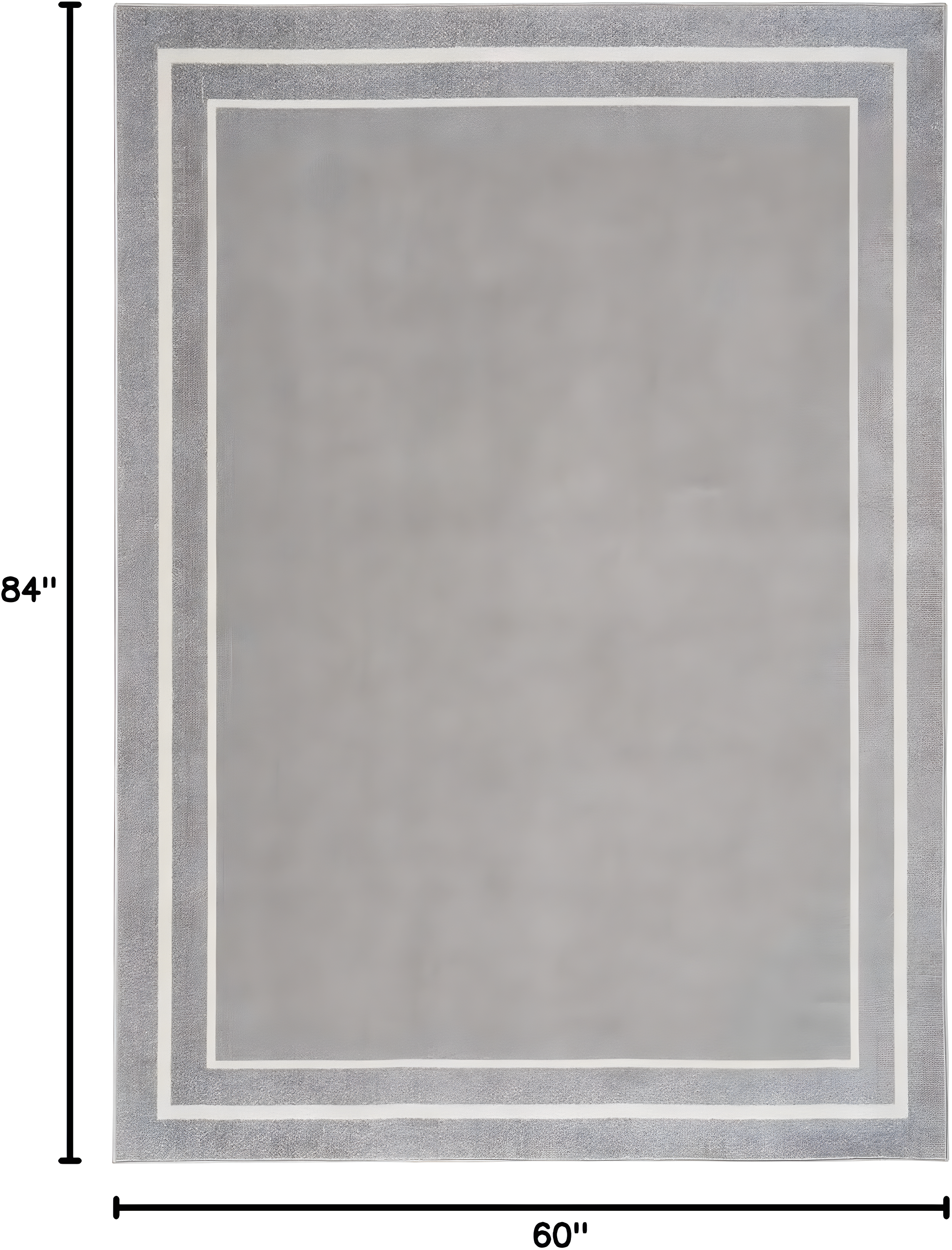 Nourison Essentials Solid Bordered Low Pile Indoor Outdoor Area Rug 5' x 7' Grey/Ivory