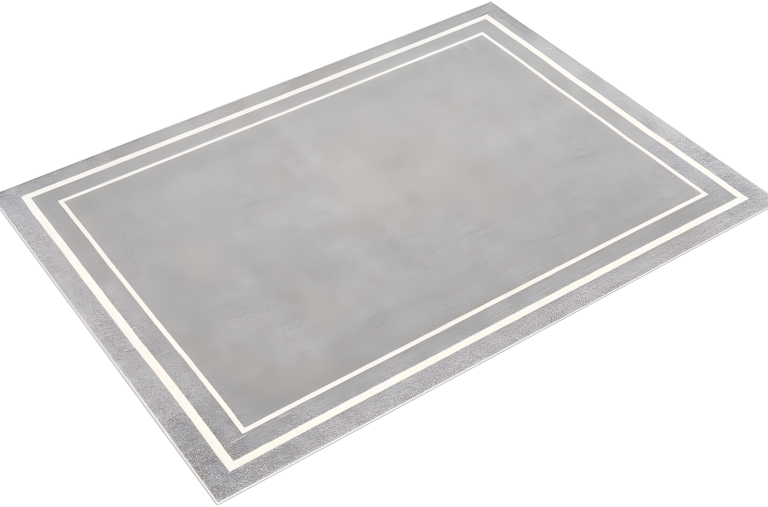 Nourison Essentials Solid Bordered Low Pile Indoor Outdoor Area Rug 5' x 7' Grey/Ivory