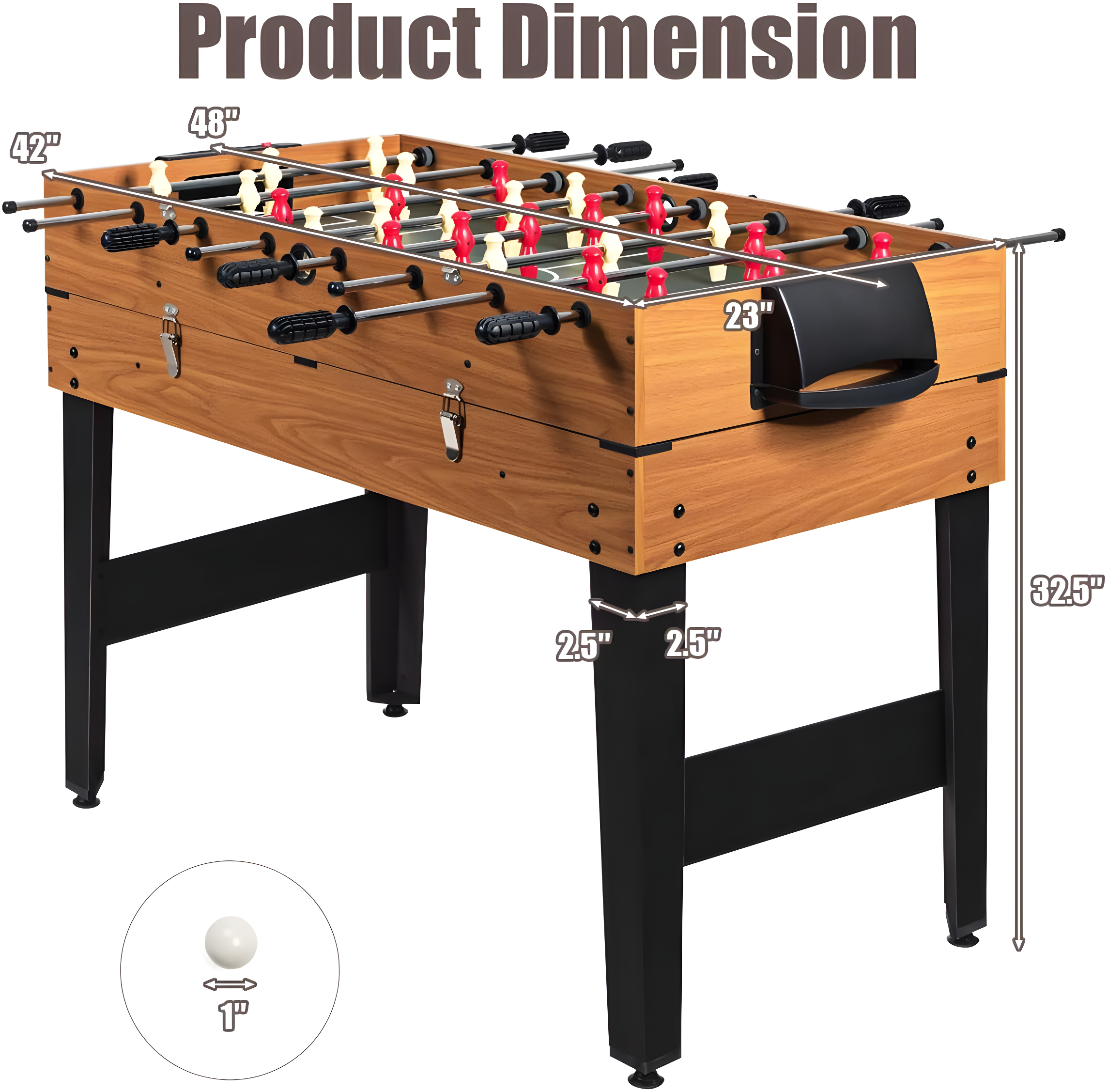 JETEHO Multi Game Table, 3-In-1 48" Combo Game Table W/Soccer, Billiard, Slide Hockey, Wood Foosball Table, Perfect For Game Rooms, Arcades, Bars, Parties, Family Night