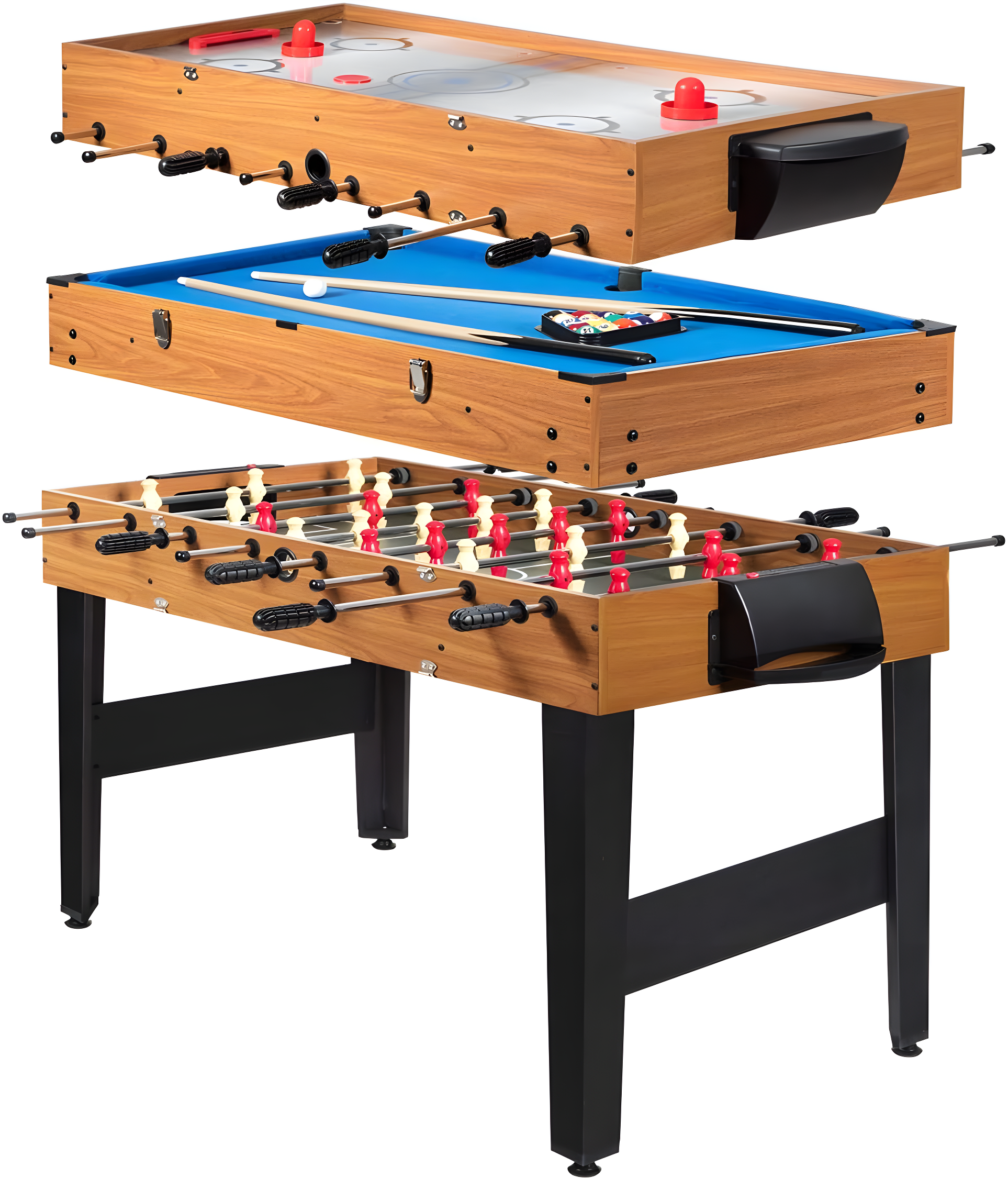 JETEHO Multi Game Table, 3-In-1 48" Combo Game Table W/Soccer, Billiard, Slide Hockey, Wood Foosball Table, Perfect For Game Rooms, Arcades, Bars, Parties, Family Night