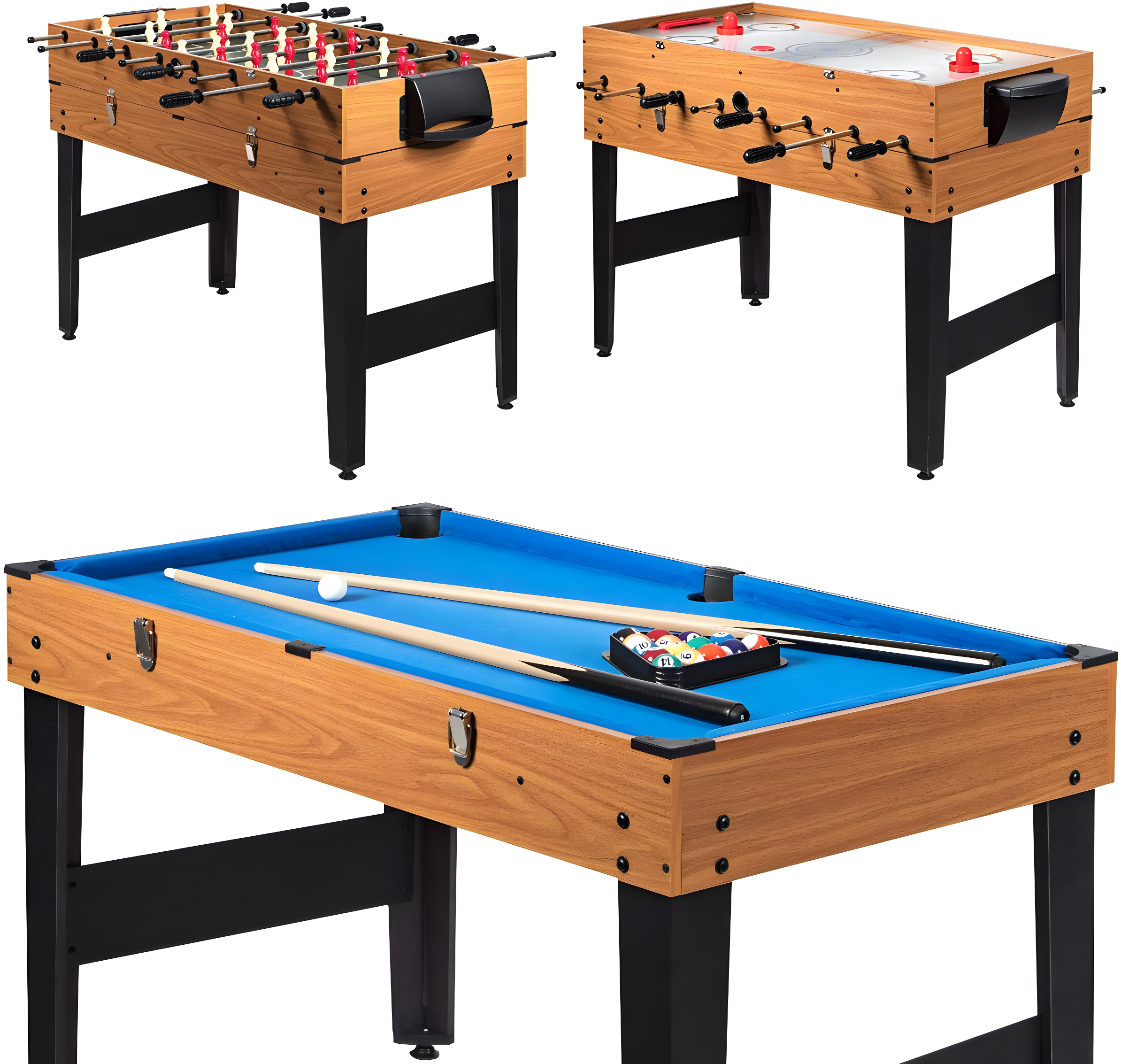 JETEHO Multi Game Table, 3-In-1 48" Combo Game Table W/Soccer, Billiard, Slide Hockey, Wood Foosball Table, Perfect For Game Rooms, Arcades, Bars, Parties, Family Night