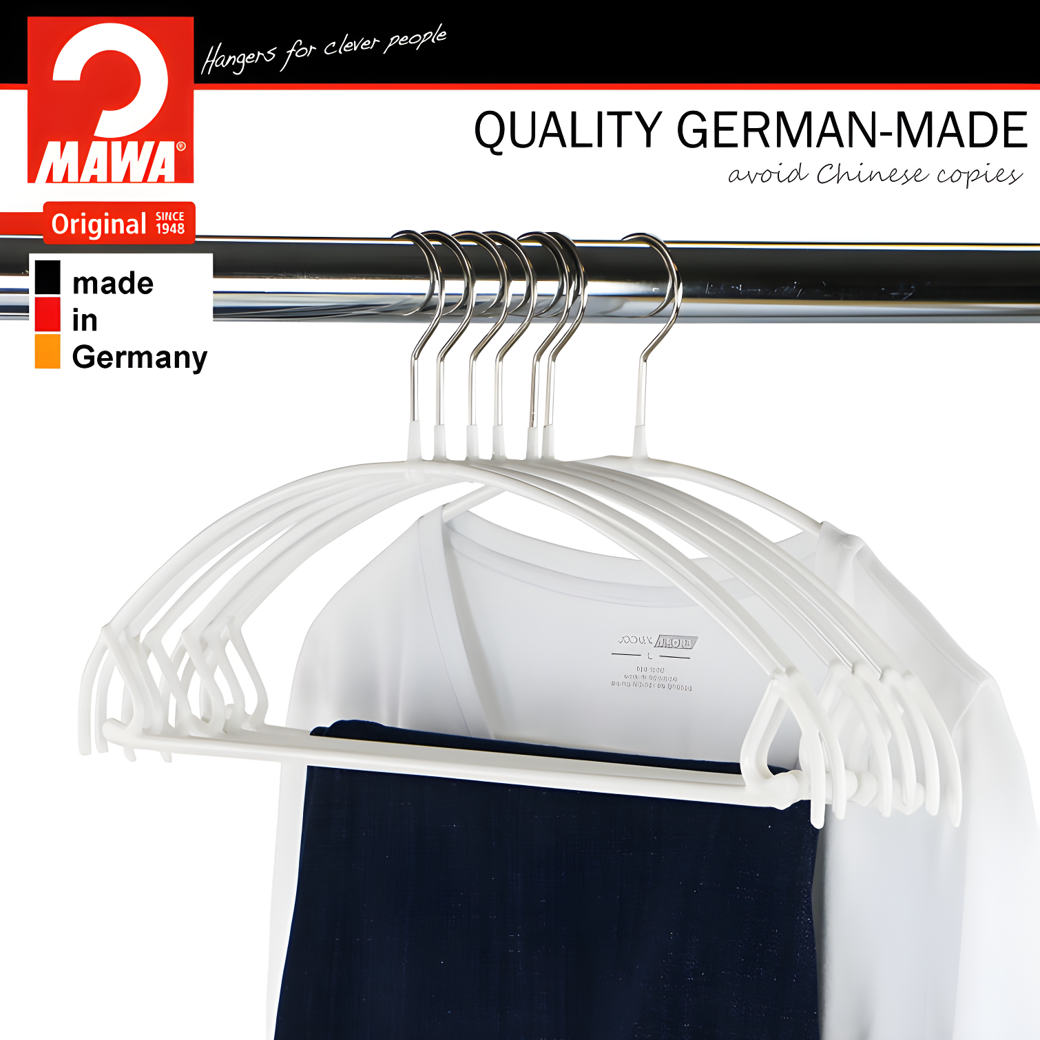 Mawa Metal Non-Slip Standard Hanger for Dress/Shirt/Sweater (Set of 10)