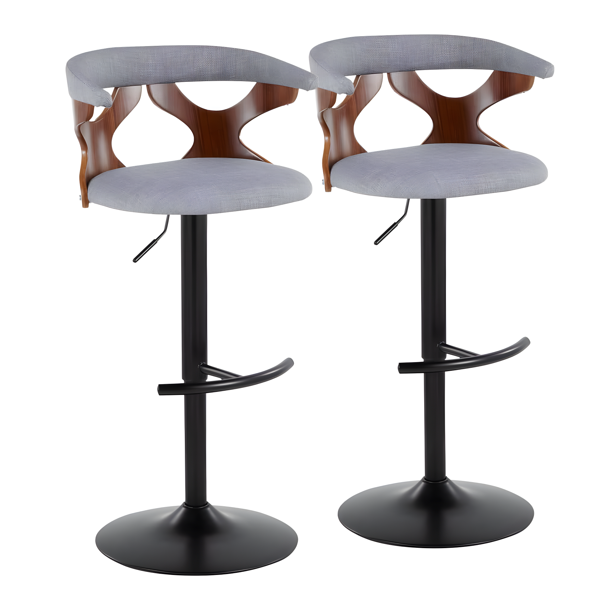 LumiSource Gardenia Swivel Upholstered Adjustable Height Counter Stool with Metal Frame (Set of 2)