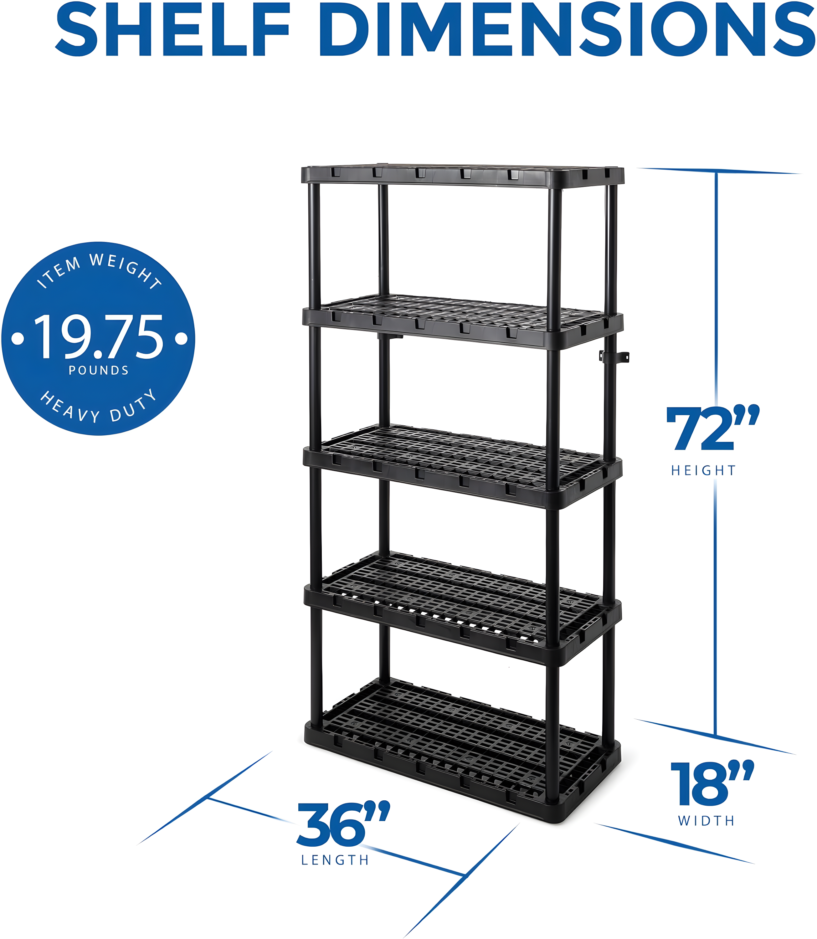36'' W Plastic Shelving Unit