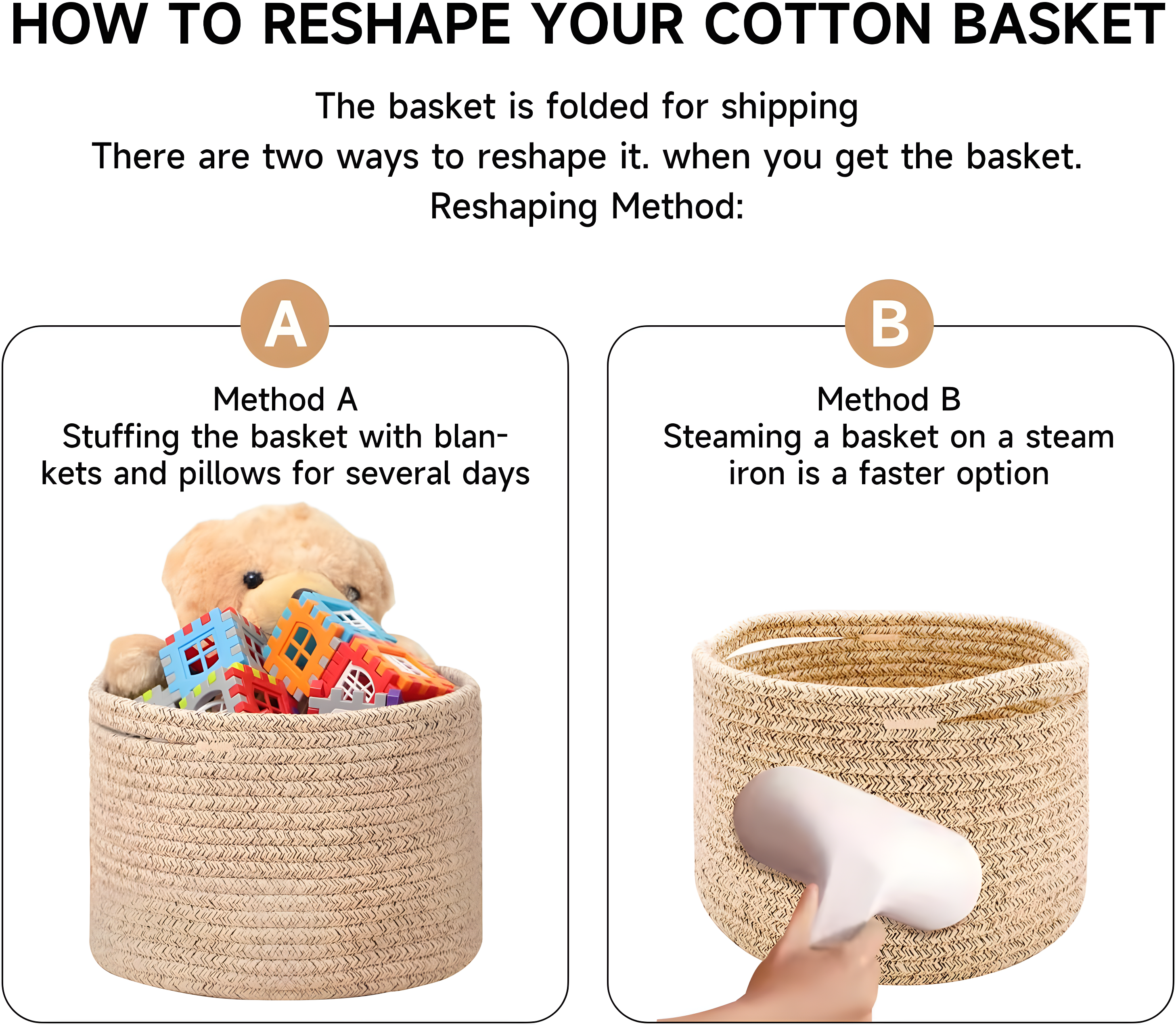 Small Basket for Organizing | Cube Shelf Closet Storage Baskets | 9.7×9.7×7.1” | Woven Rope Gift Basket | Nursery | Round 3 Packs Mixed Brown