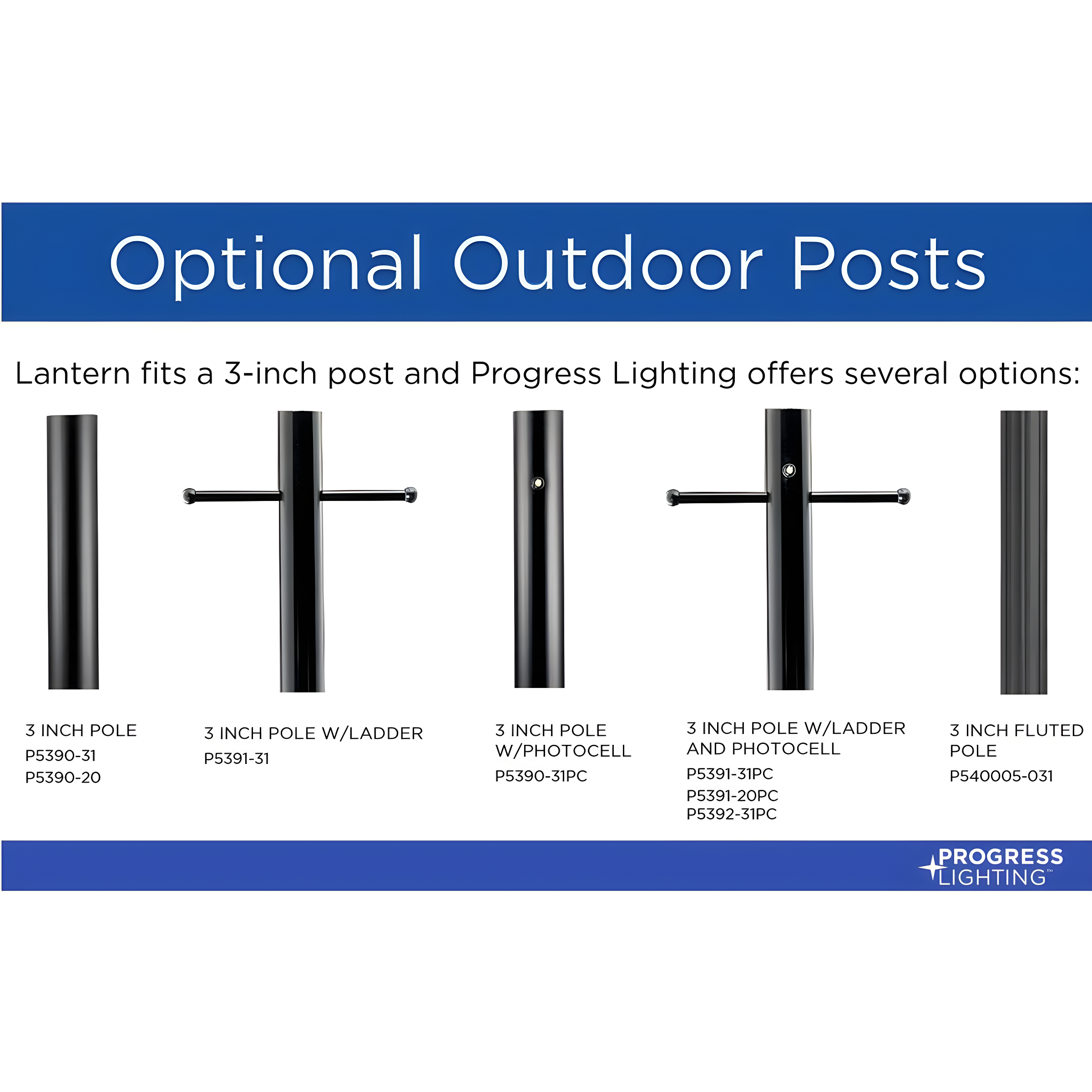 Progress Lighting P5391pc 7 Foot Aluminum Outdoor Light Post - Black