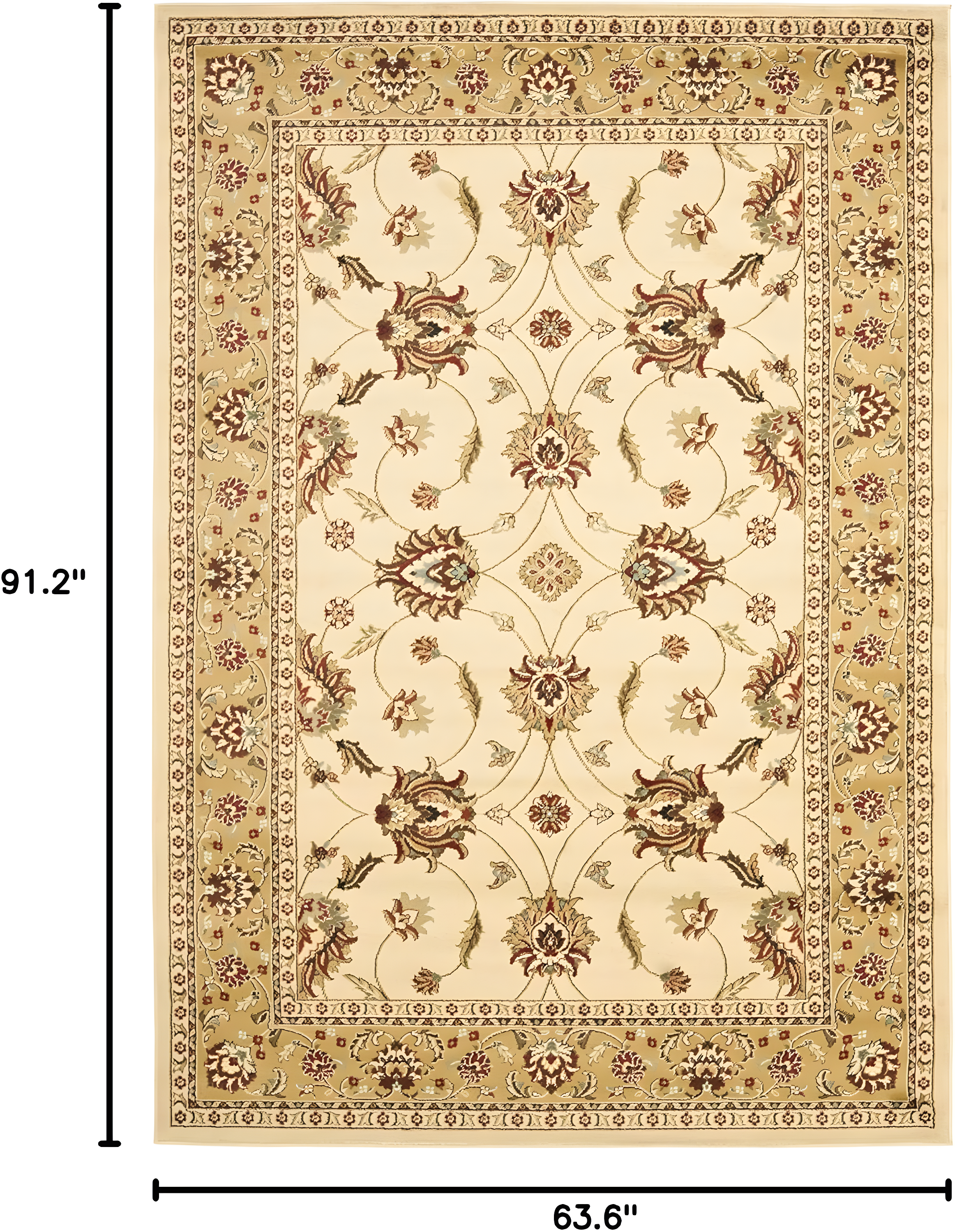Lyndhurst LNH553 Power Loomed Area Rug - Ivory/Beige - 5'3"x7'6" - Safavieh.