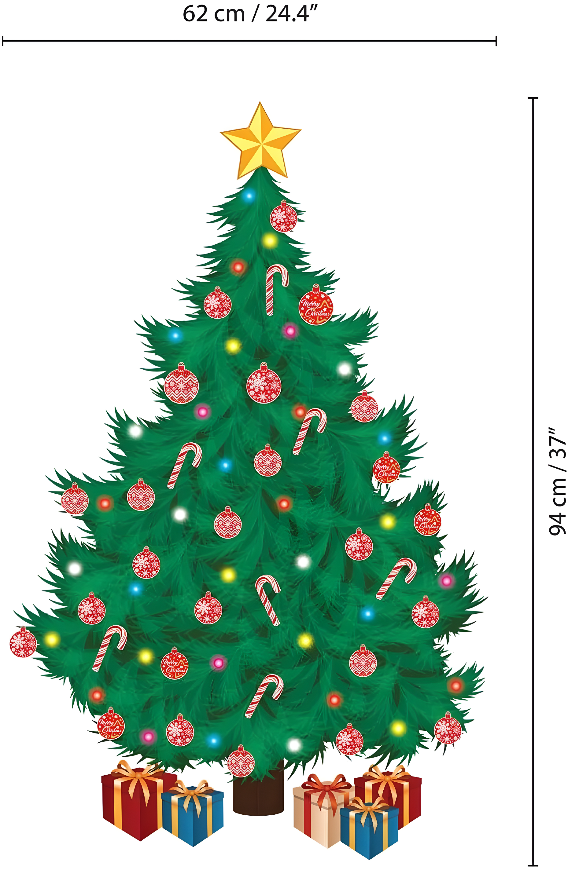 Christmas Decorations Clearance for Home Indoor Wall Stickers Merry Christmas Decor Wall Murals Decals Living Room Children Nursery Restaurant Cafe Hotel Home Decor (Traditional Christmas Tree)