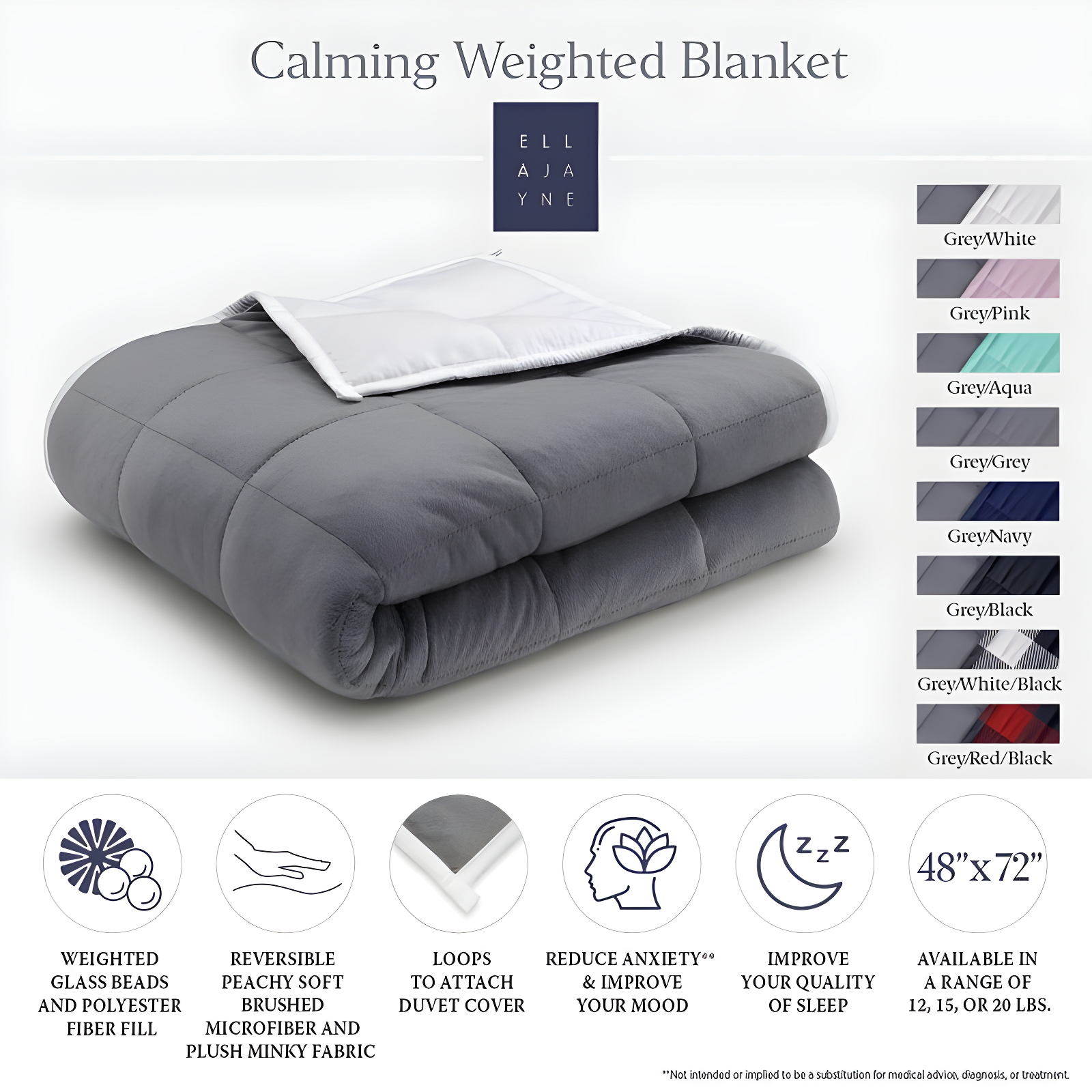 Ella Jayne Home Reversible Weighted Anti-Anxiety Blanket