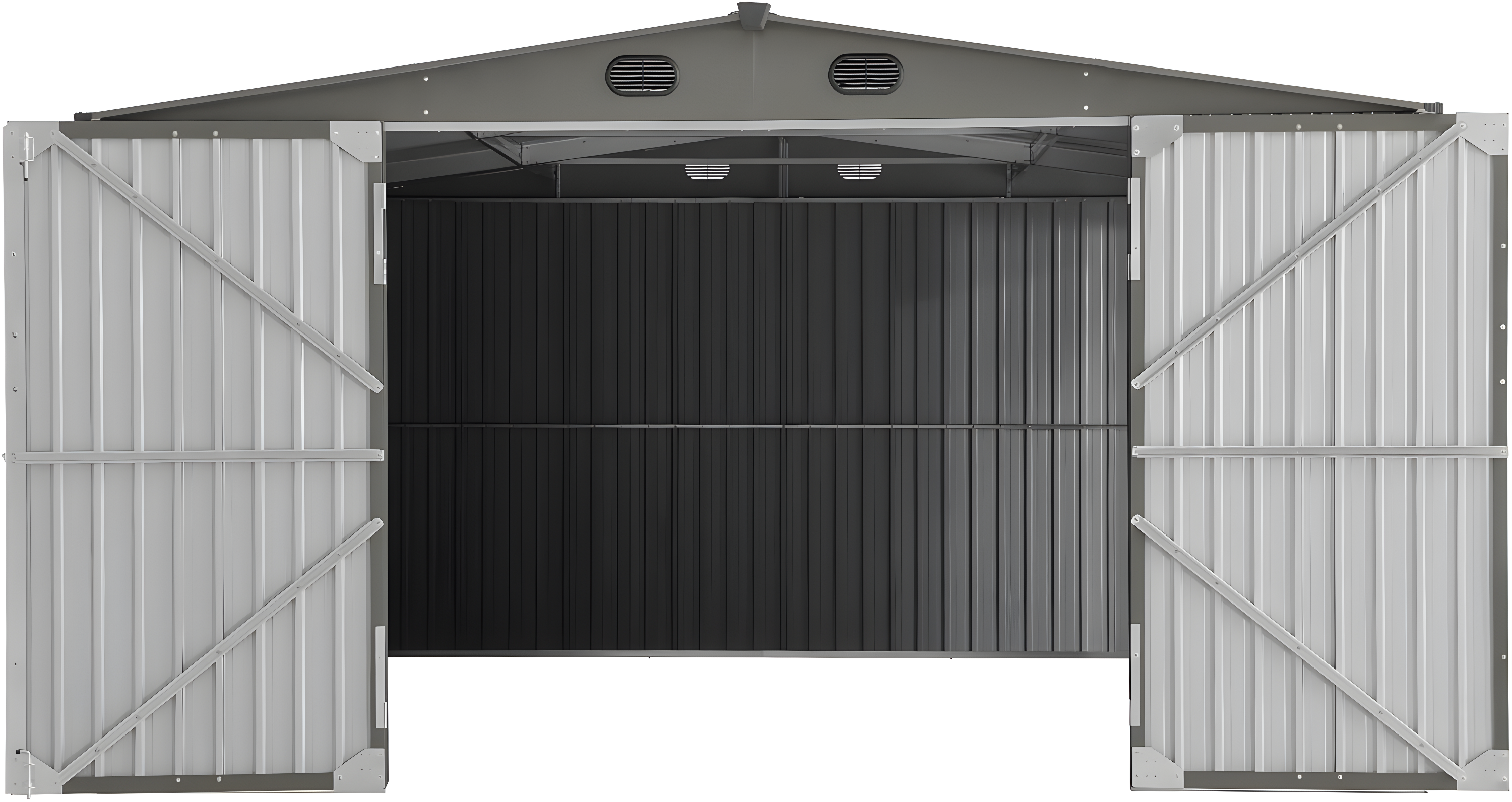 Sunjoy Outdoor Storage Shed 13 x 20 ft. Carport, Patio Metal Utility Large Storage Shed Garage with 2 Doors and 4 Vents, for Car, Truck, Bike, Garbage Can, Tool, Lawnmower