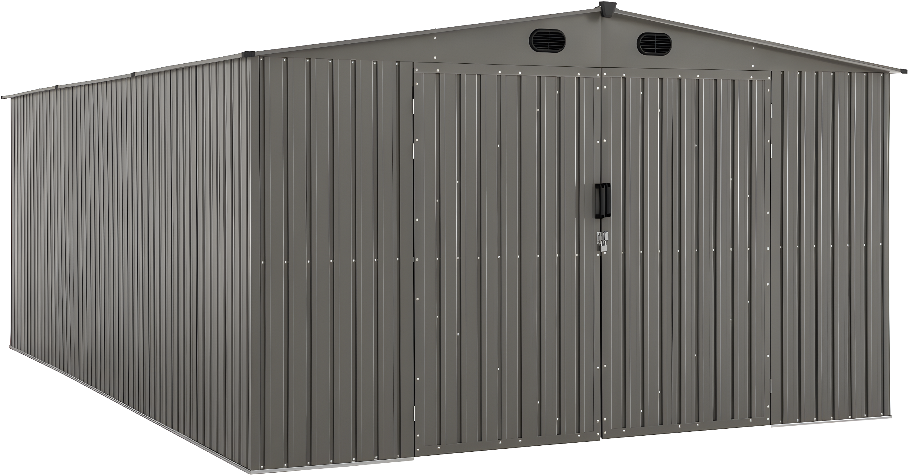 Sunjoy Outdoor Storage Shed 13 x 20 ft. Carport, Patio Metal Utility Large Storage Shed Garage with 2 Doors and 4 Vents, for Car, Truck, Bike, Garbage Can, Tool, Lawnmower