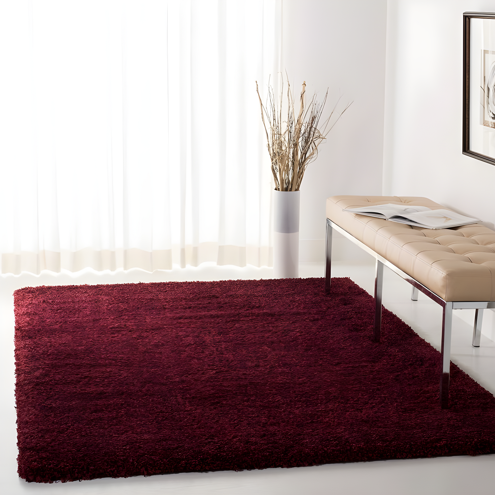 Shag SG151 Power Loomed Indoor Area Rug - Maroon - 4'x6' - Safavieh.