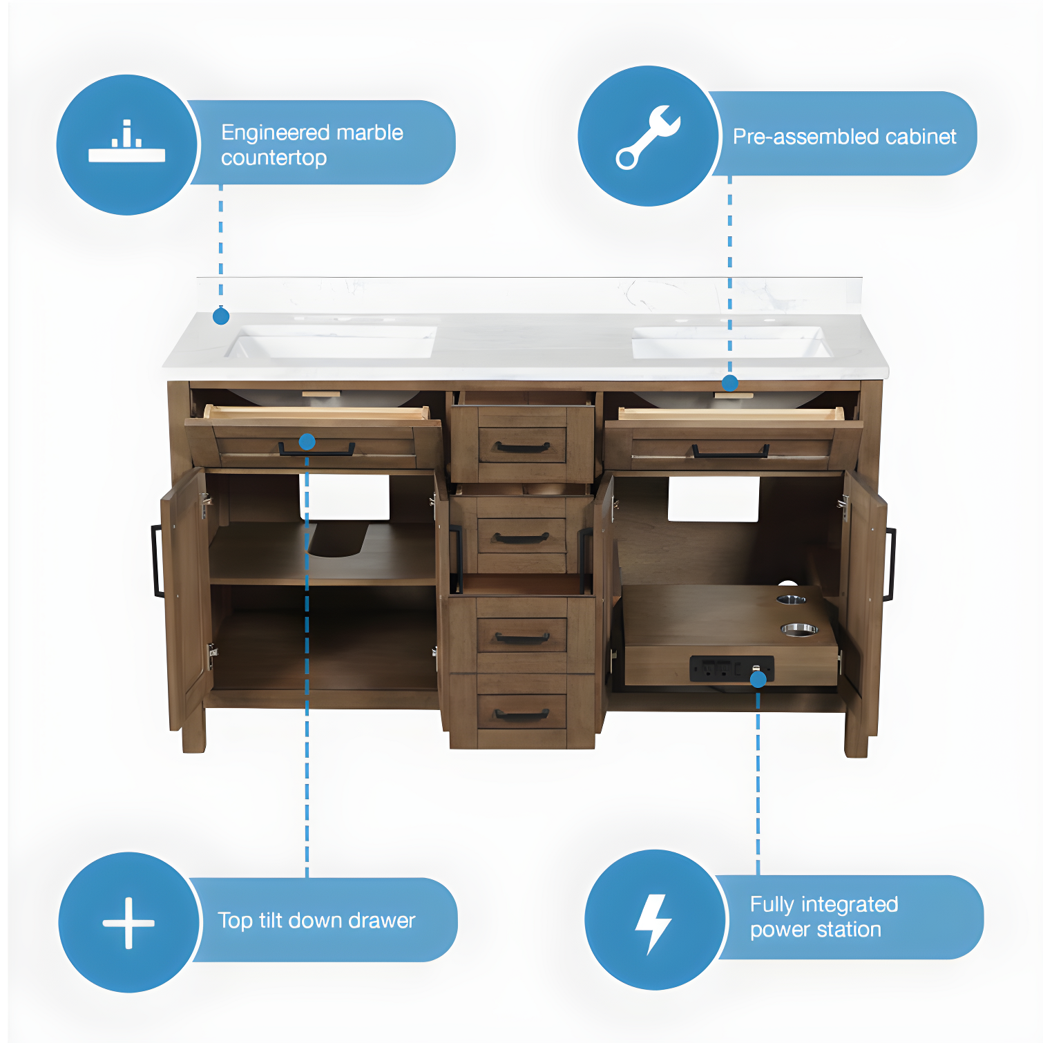 OVE Decors Tahoe 60" Double Bathroom Vanity