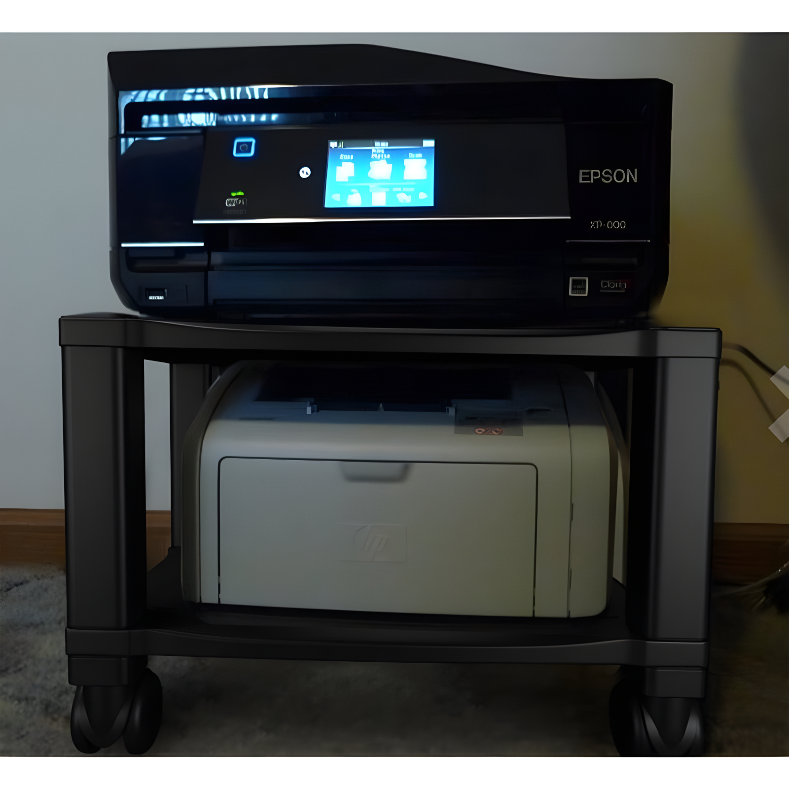 Home-Complete 2-Tier Office Desk Organizer Rolling Cart - Compact Portable Under-Desk Storage and Printer and Projector Stand with Wheels by Home-Complete