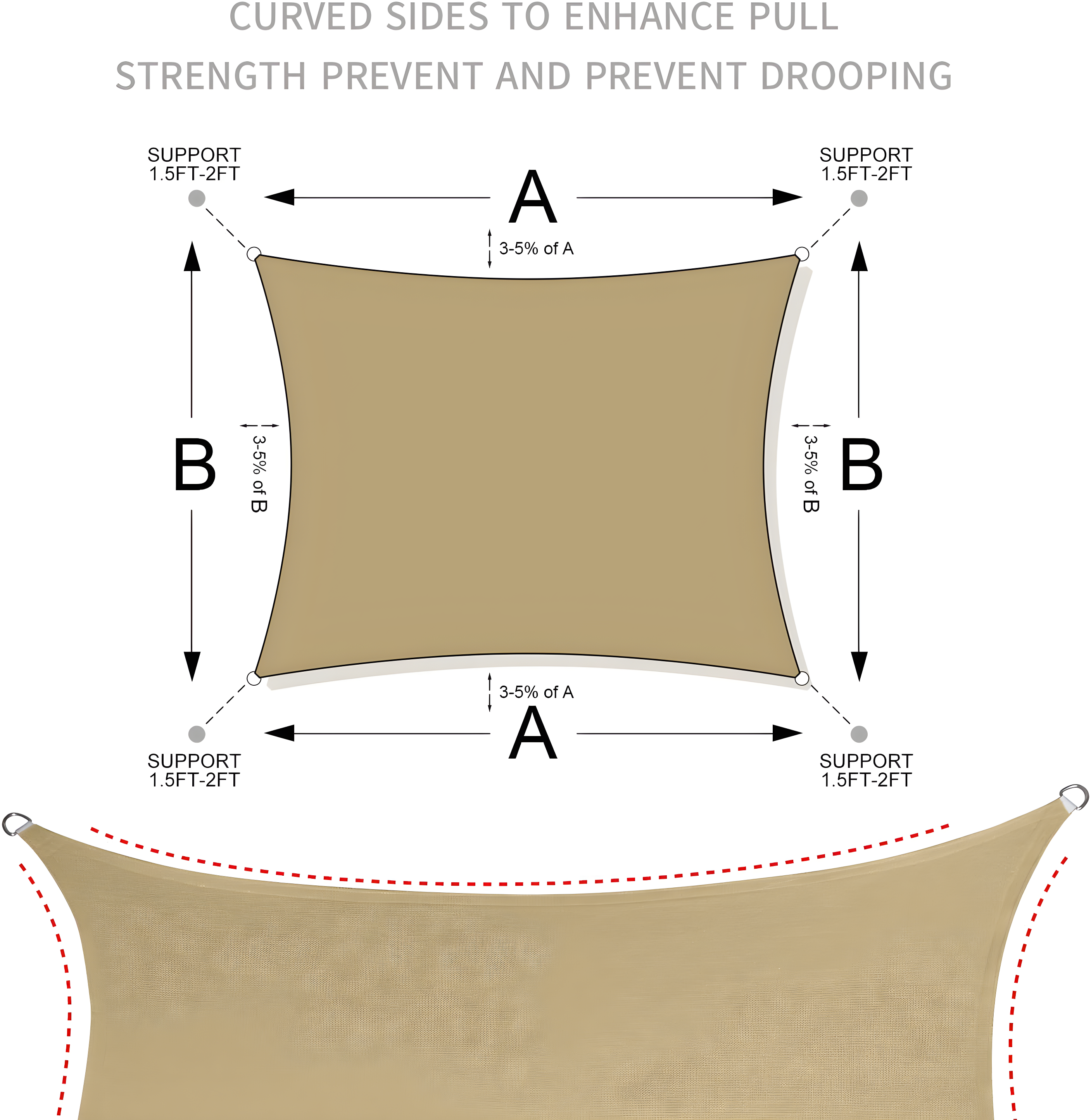 LOVE STORY Sun Shade Sail 8' x 12' Sand Rectangle Canopy UV Block Cover for Outdoor Patio Backyard Garden (We Make Custom Size)