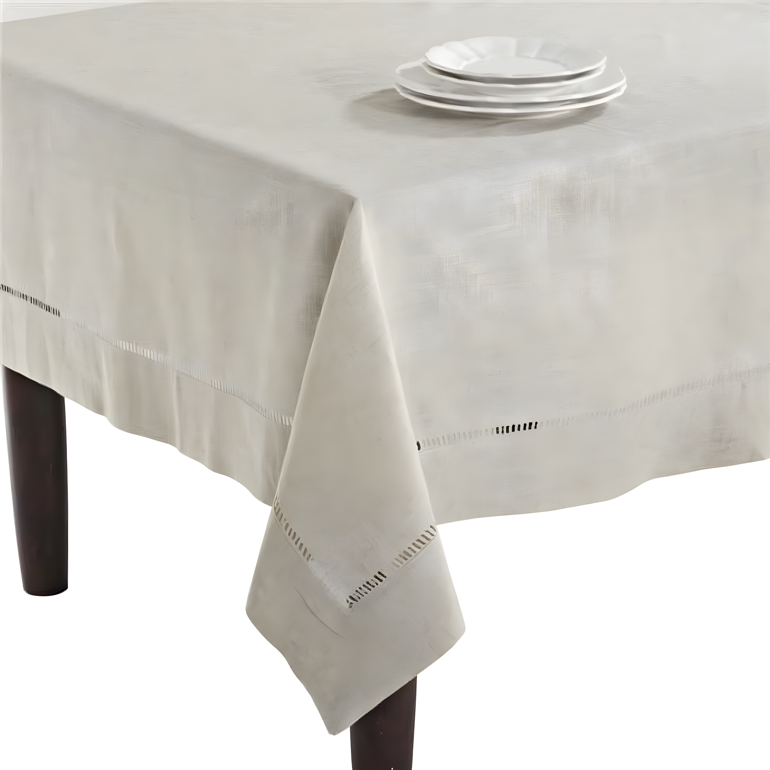 Saro Lifestyle Natural Toscana Tablecloth With Hemstitched Border, Natural, 65" x 160"
