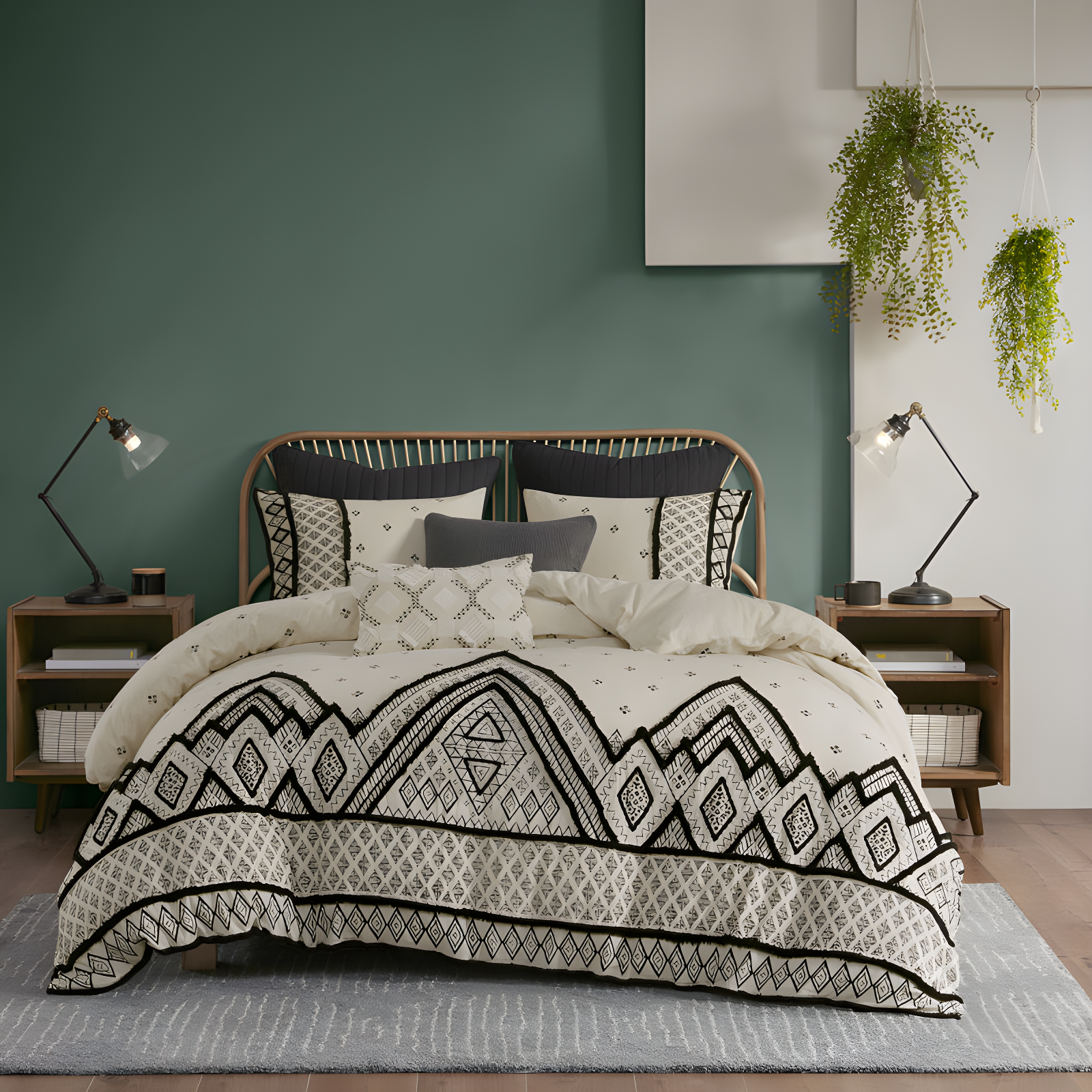 INK+IVY Marta 3 Piece Cotton and Flax Linen Blend Comforter Set