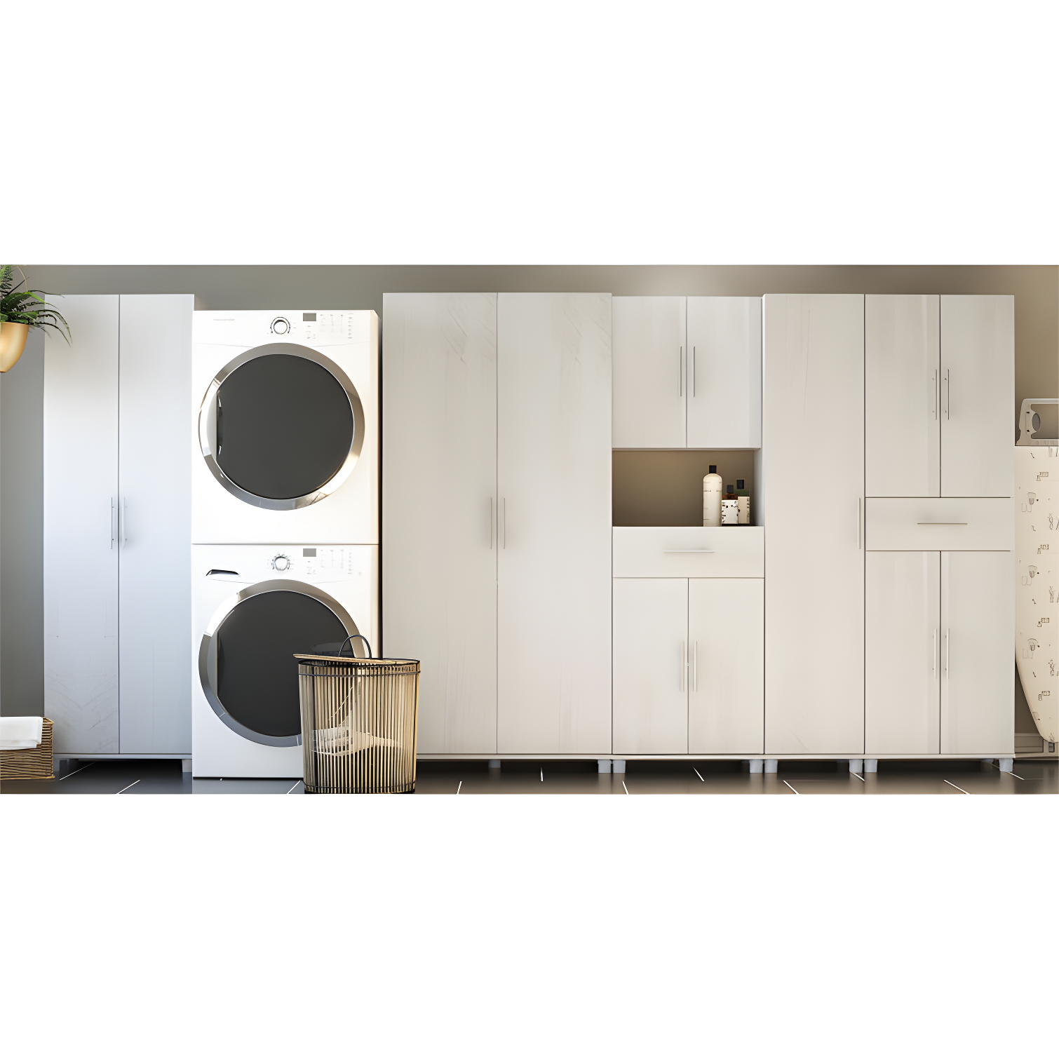 Systembuild Camberly 36" Utility Storage Cabinet, Ivory Oak