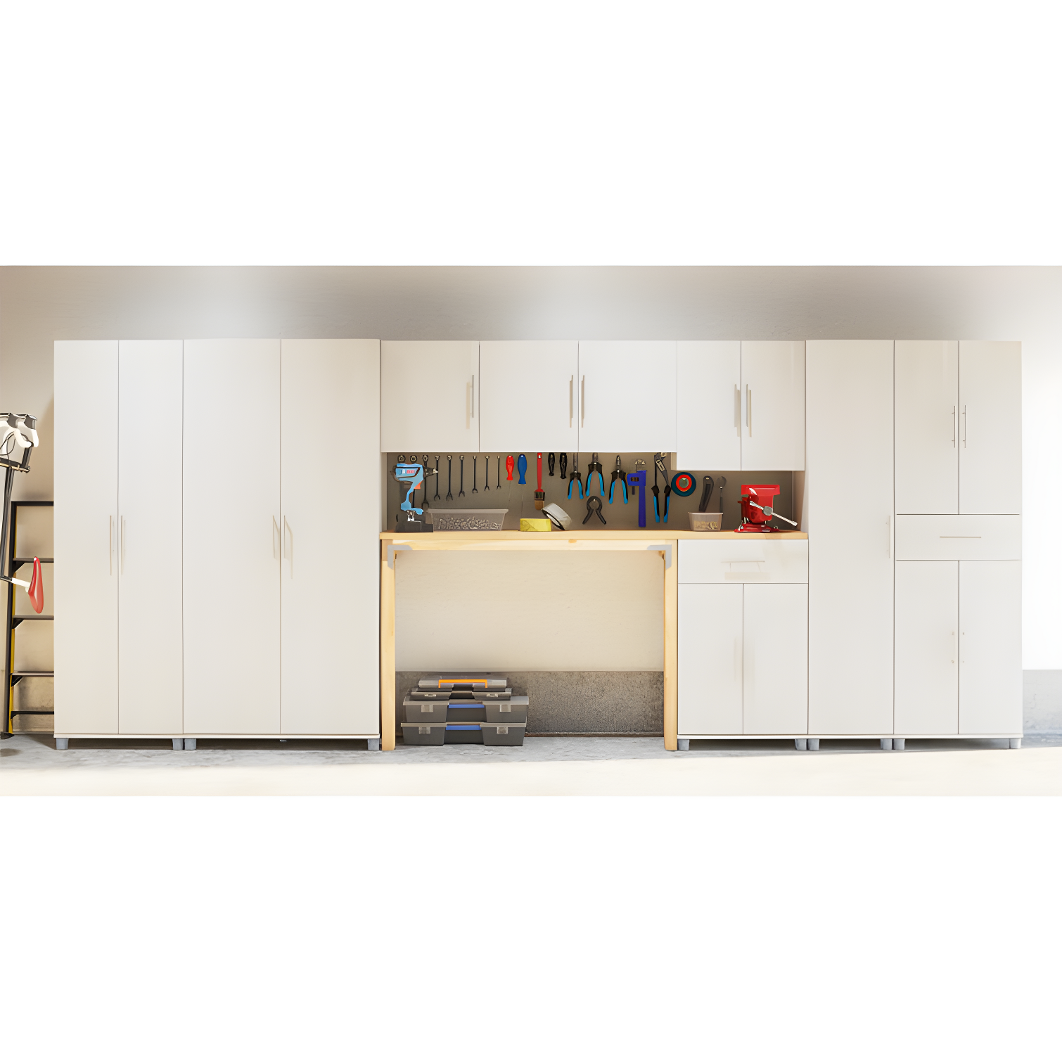 Systembuild Camberly 36" Utility Storage Cabinet, Ivory Oak