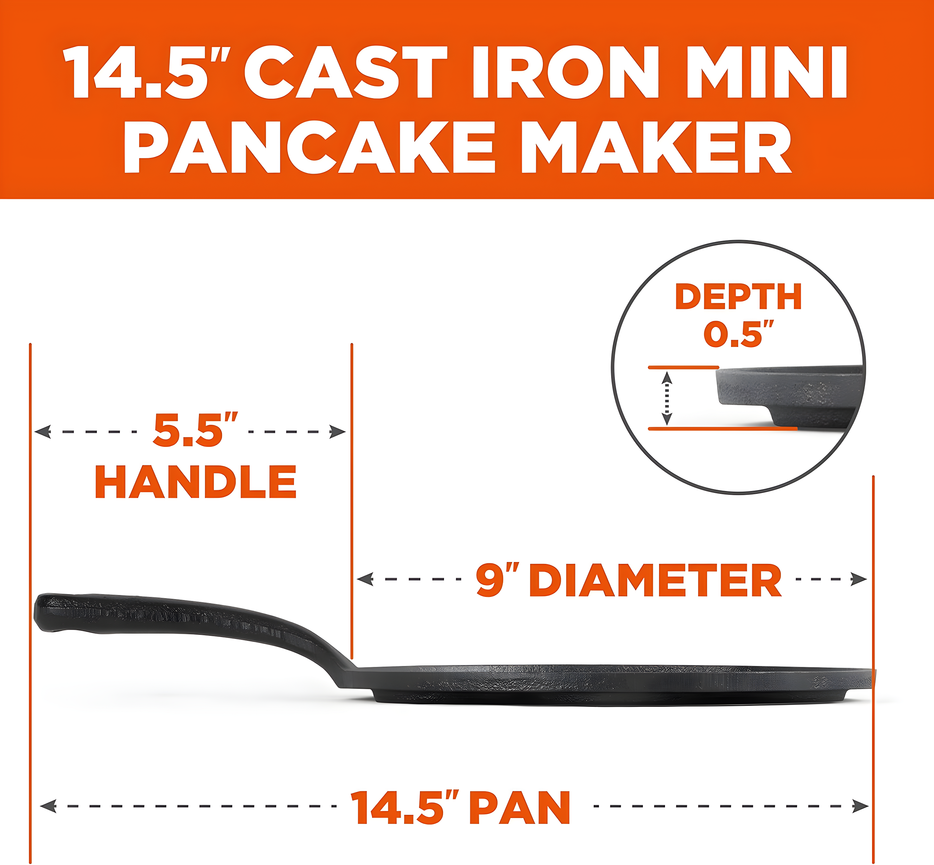 Commercial Chef Commercial CHEF Cast Iron Pancake Pan, Makes 7 Mini Silver Dollar Pancakes