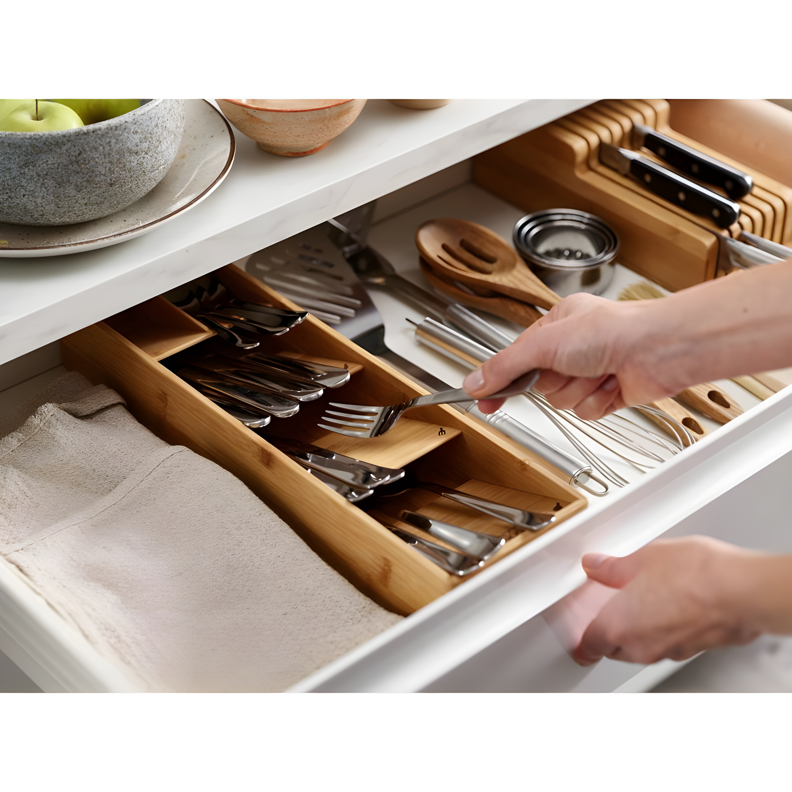 Joseph Joseph DrawerStore Compact Bamboo Silverware Organizer