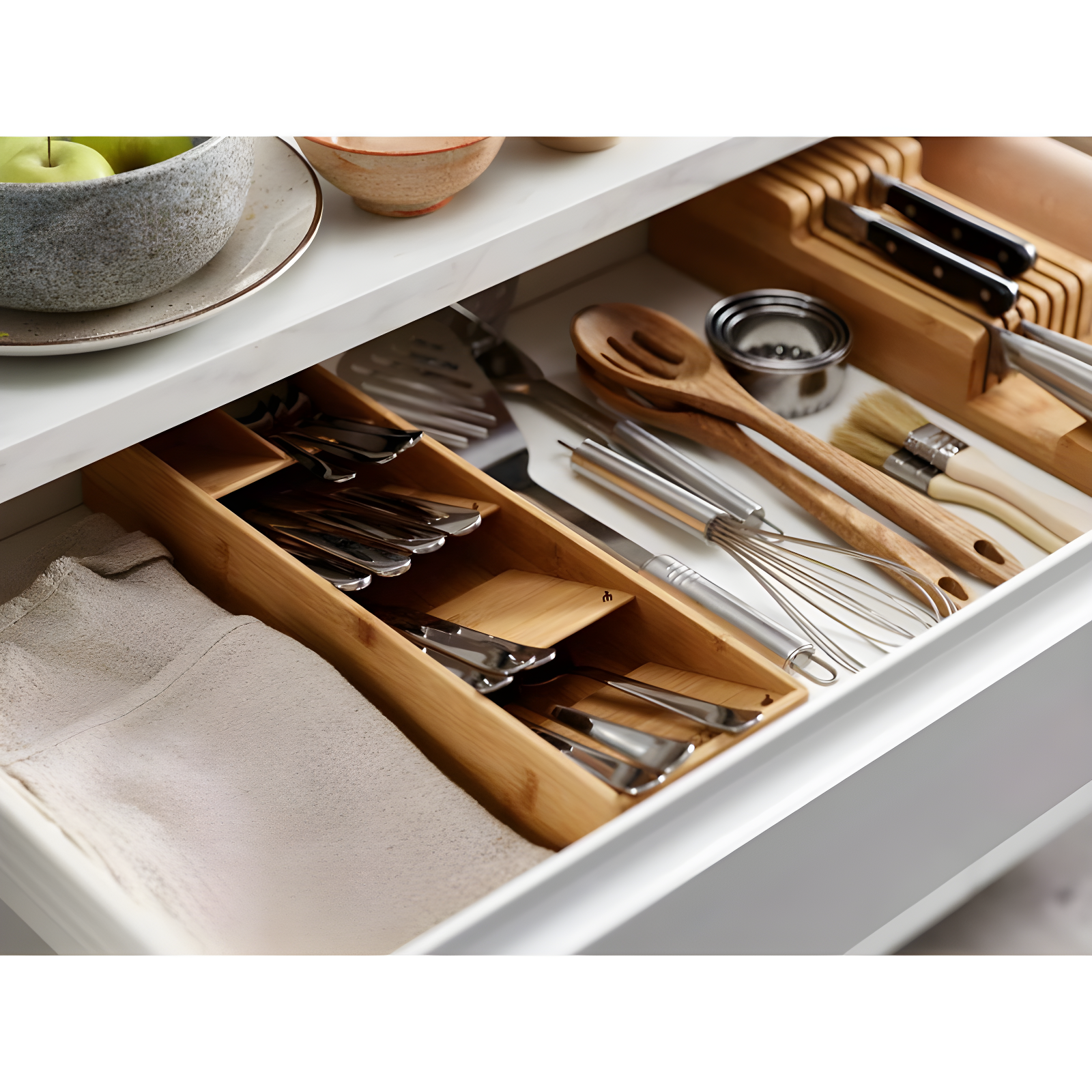 Joseph Joseph DrawerStore Compact Bamboo Silverware Organizer