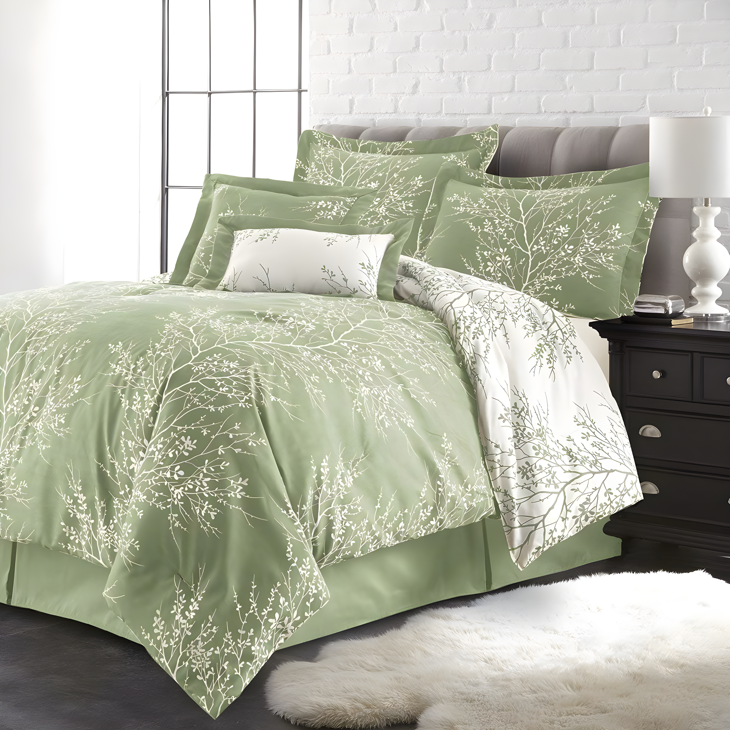 Spirit Linen 6-Piece Foliage Reversible Comforter Set