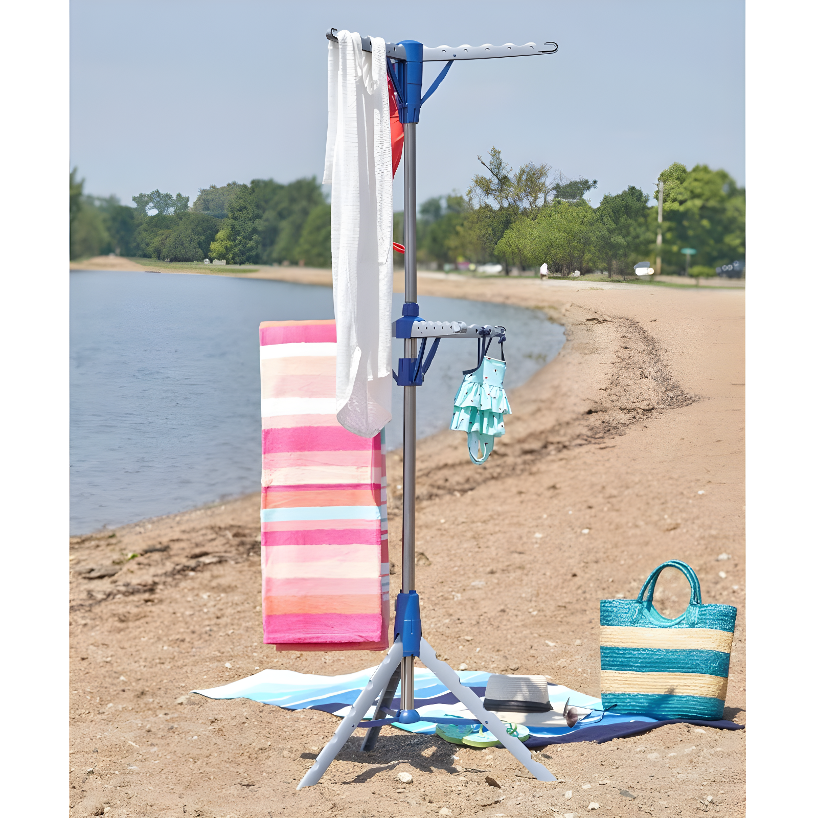 Household Essentials 2 Tier Tripod Clothes Drying Rack Air Dryer and Garment Rack Blue: Indoor Collapsible Clothing Rack