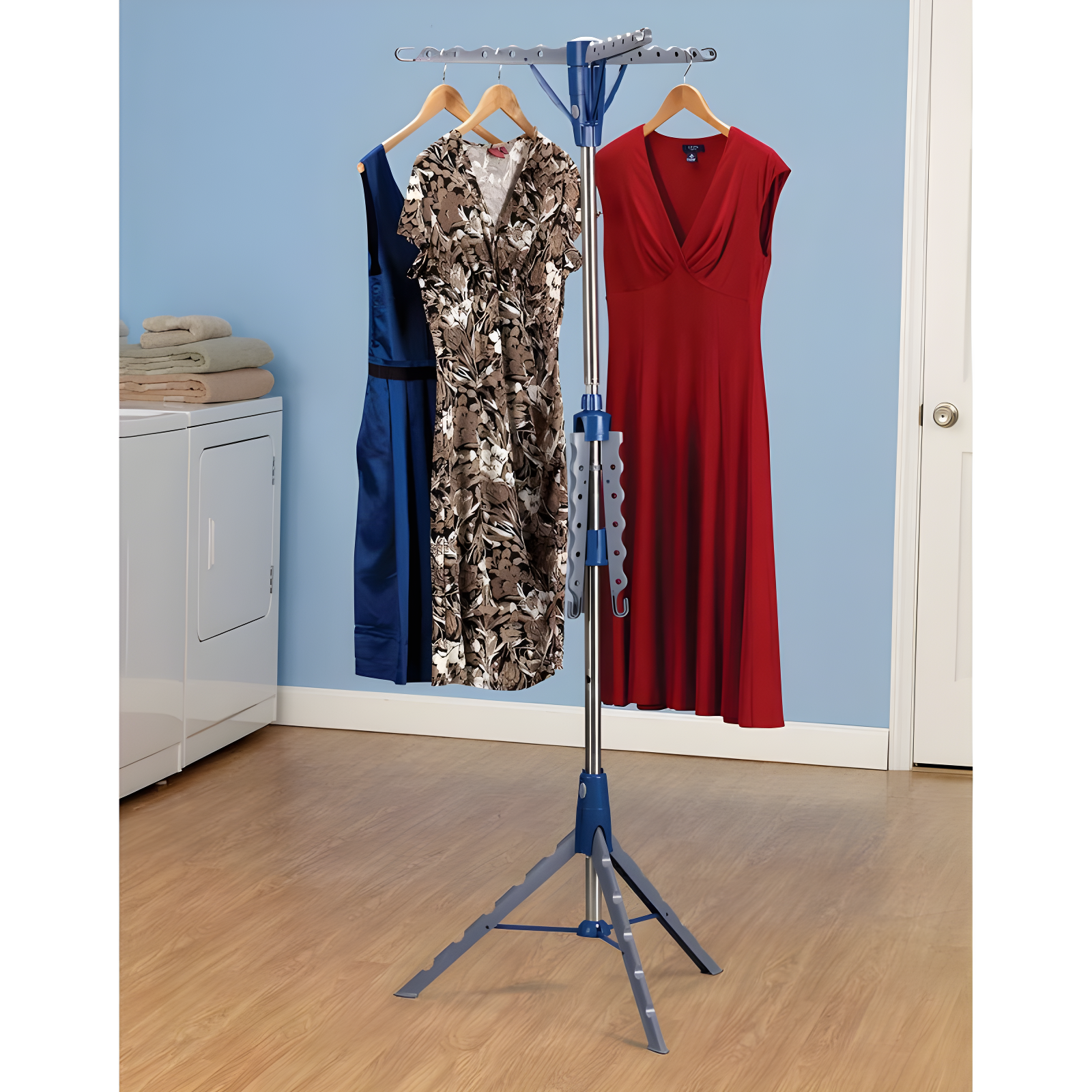 Household Essentials 2 Tier Tripod Clothes Drying Rack Air Dryer and Garment Rack Blue: Indoor Collapsible Clothing Rack