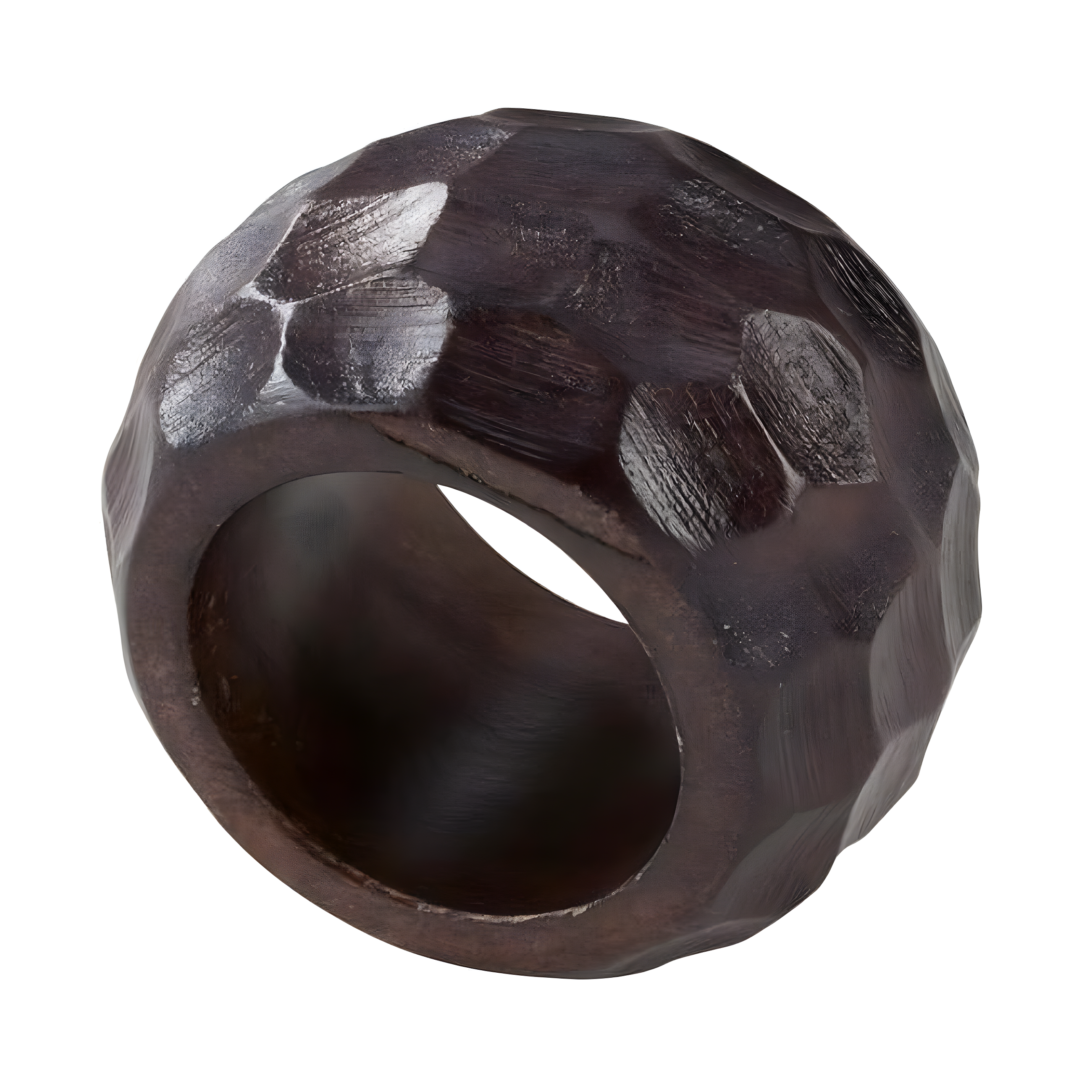 Saro Lifestyle Chunky Wood Dinner Napkin Rings (Set of 4), Coffee