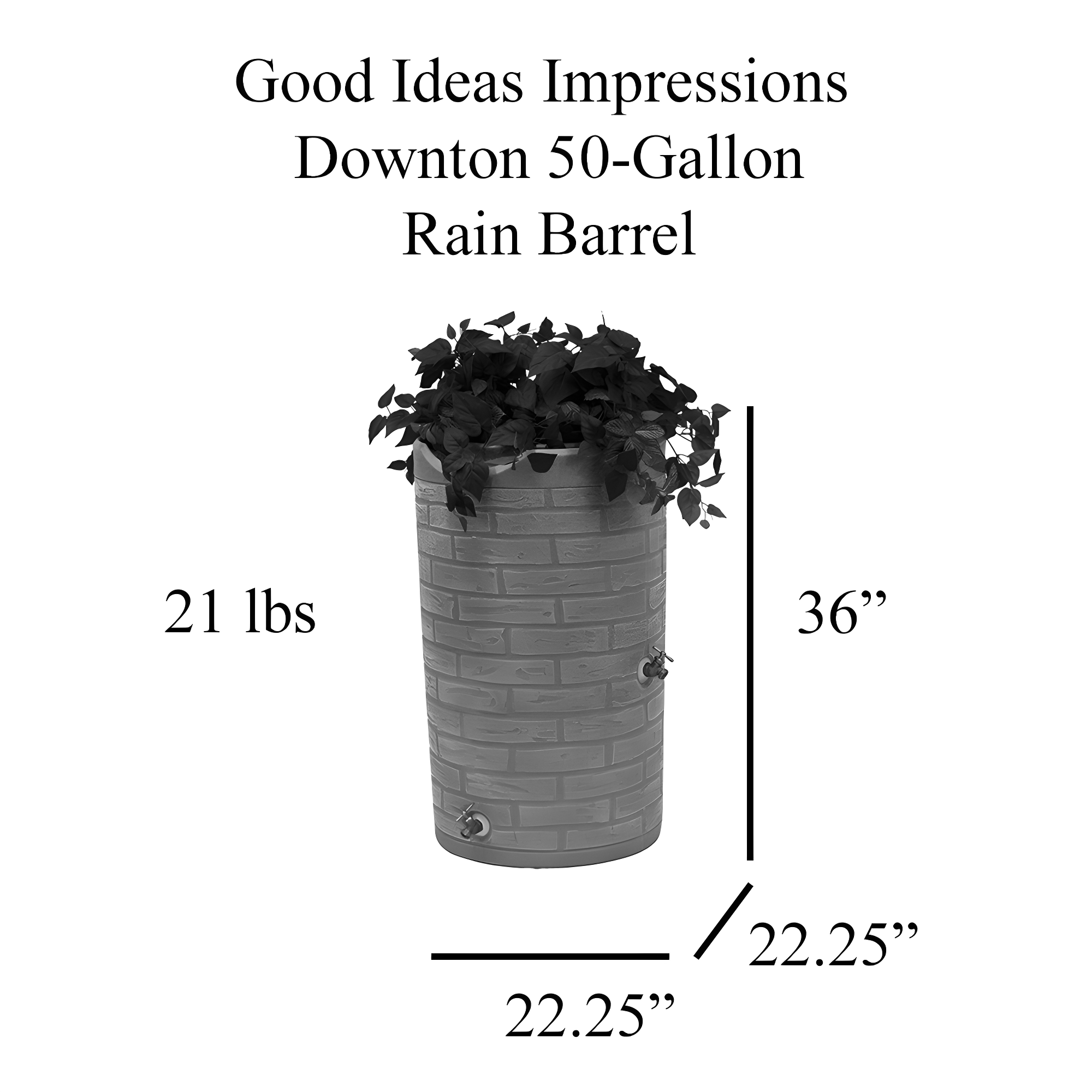 Good Ideas Good Ideas 50 Gallons Plastic Drainable Planter Rain Barrel