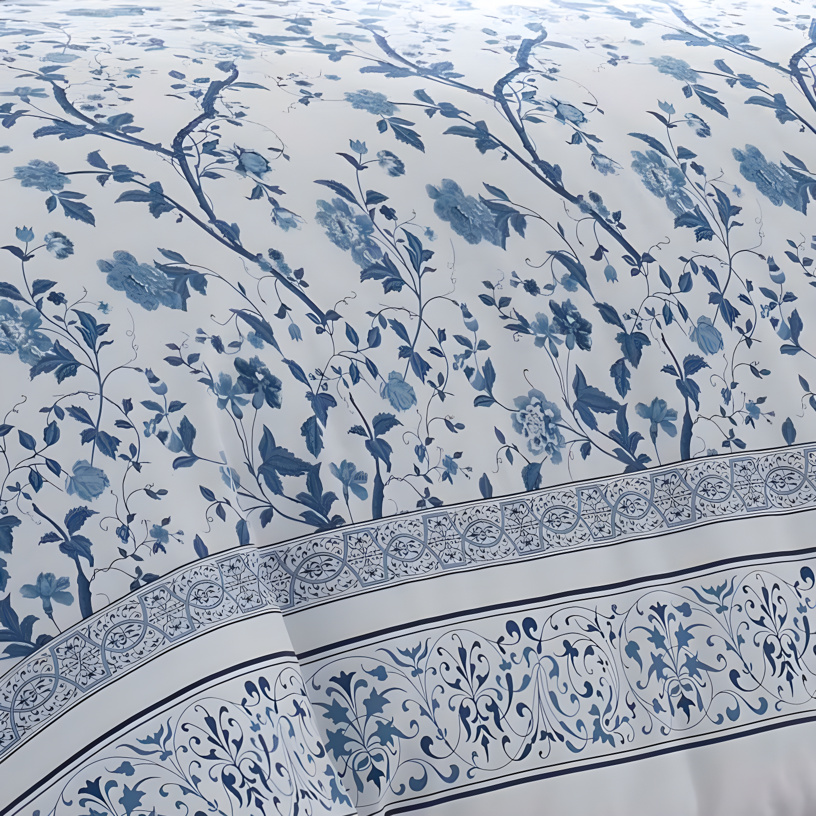 Laura Ashley Charlotte Cotton Reversible Blue Comforter Set