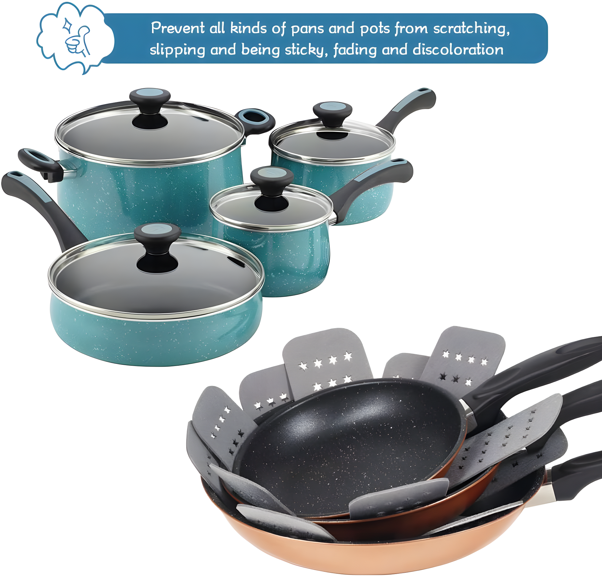 Gray Star-Shaped Polyester Felt Pan Protectors, Set of 12