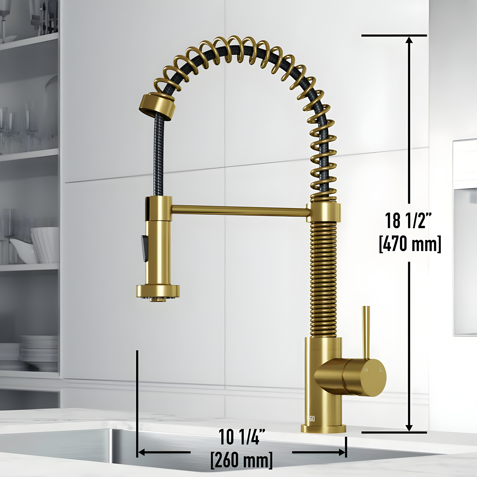 Edison 19" H 1-handle Pull-Down 2-Function Sprayer Kitchen Faucet