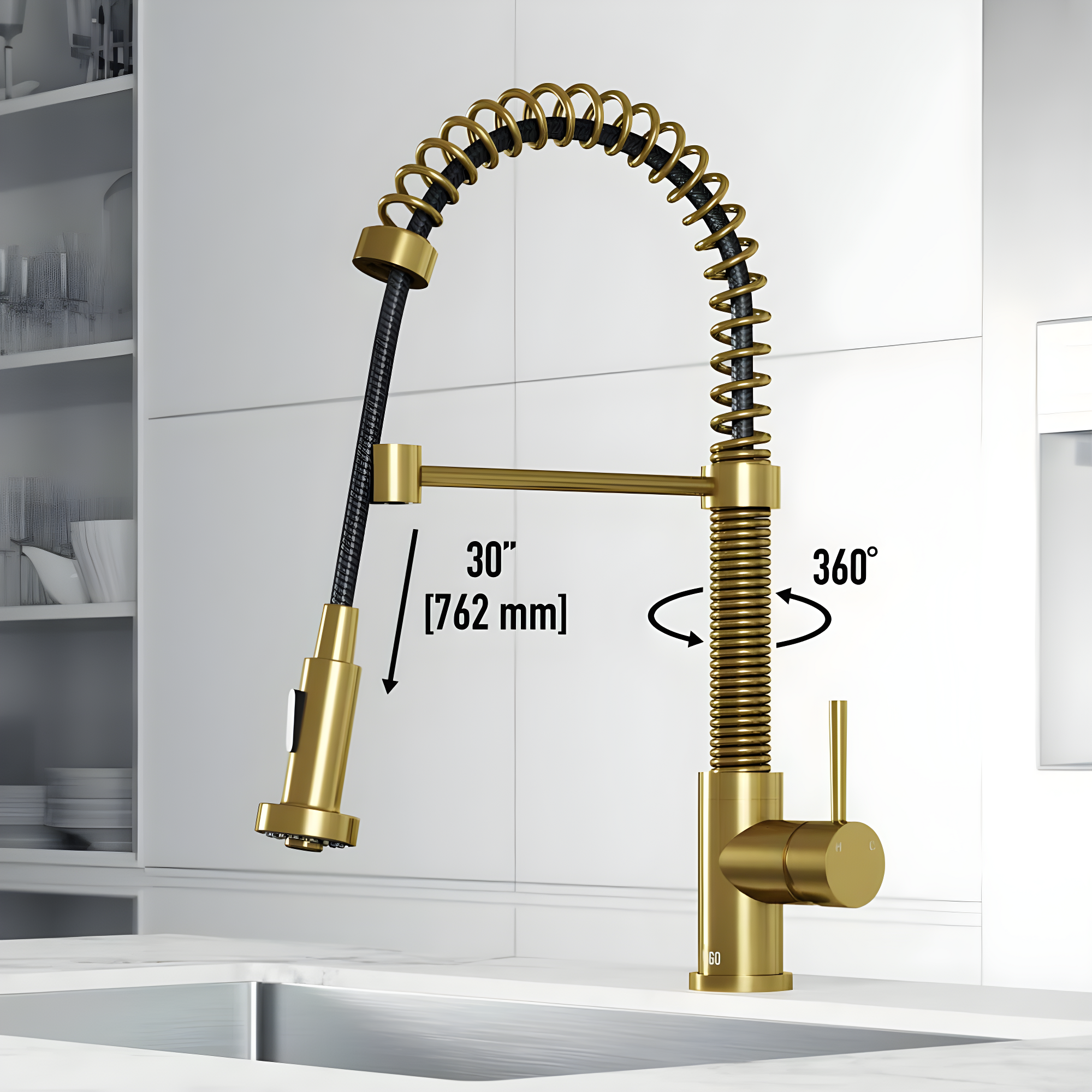 Edison 19" H 1-handle Pull-Down 2-Function Sprayer Kitchen Faucet